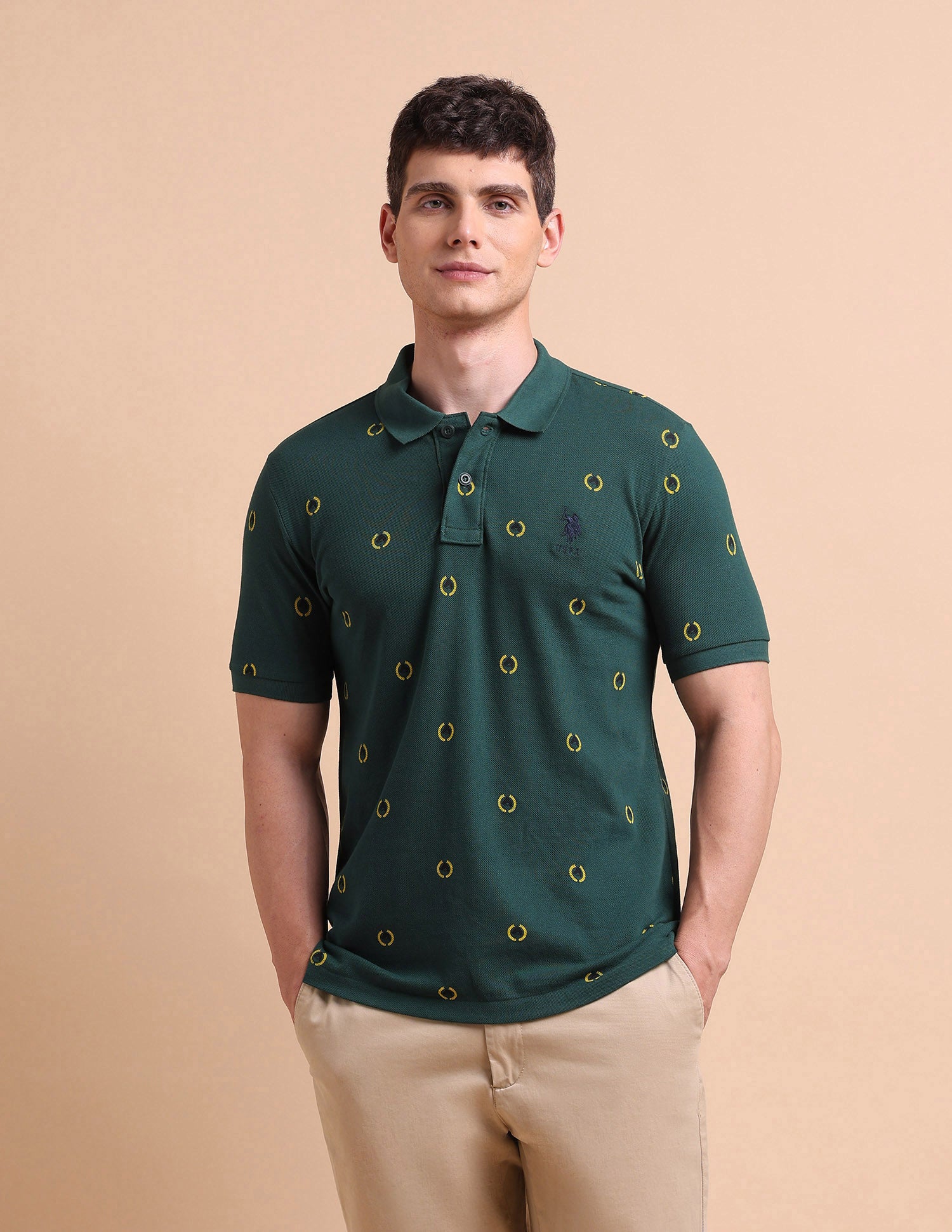 Heritage Print Polo Shirt Dark Green - U.S. POLO ASSN. | Large