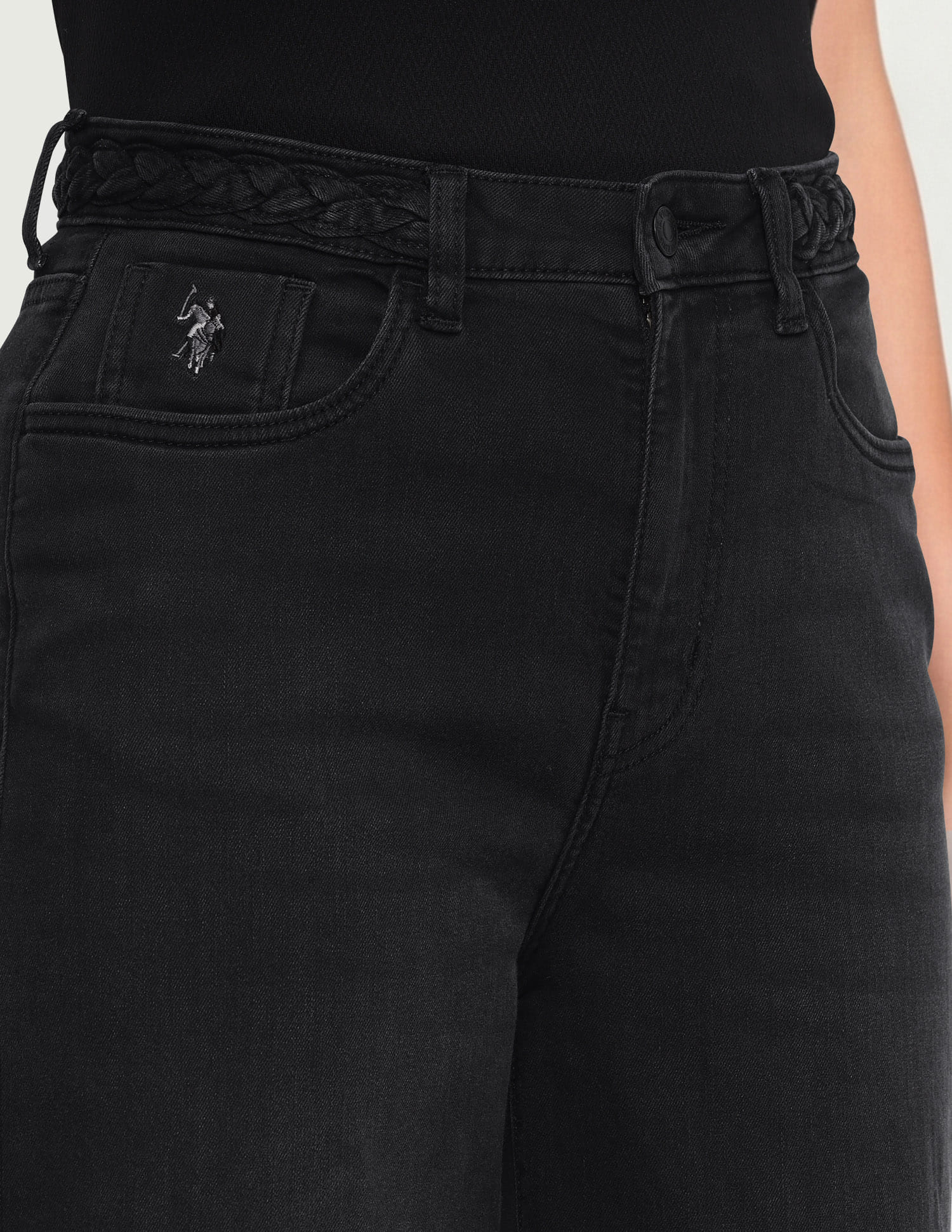 High Rise Wide Leg Fit Jeans Grey - U.S. Polo Assn. India | Large