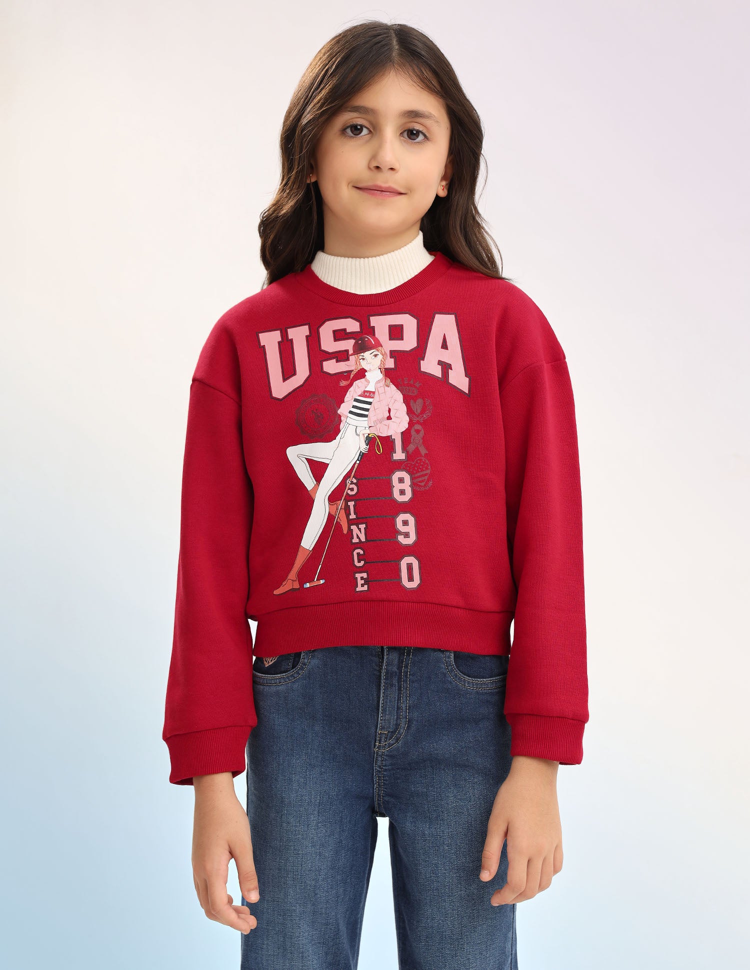 Brand Printed Regular Fit Sweatshirt Red - U.S. POLO ASSN. | Large