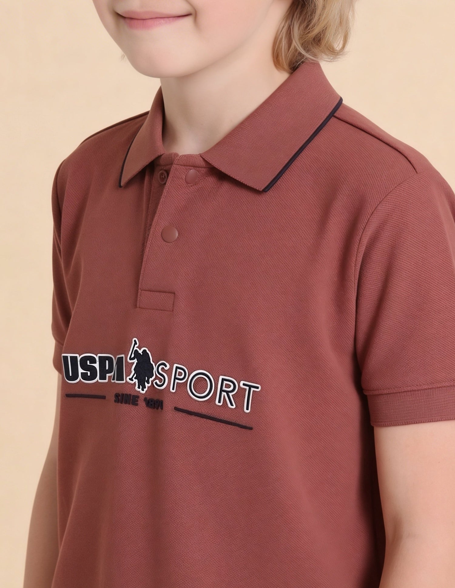 Brand Embossed Regular Fit T-Shirt Rust - U.S. Polo Assn. India | Large