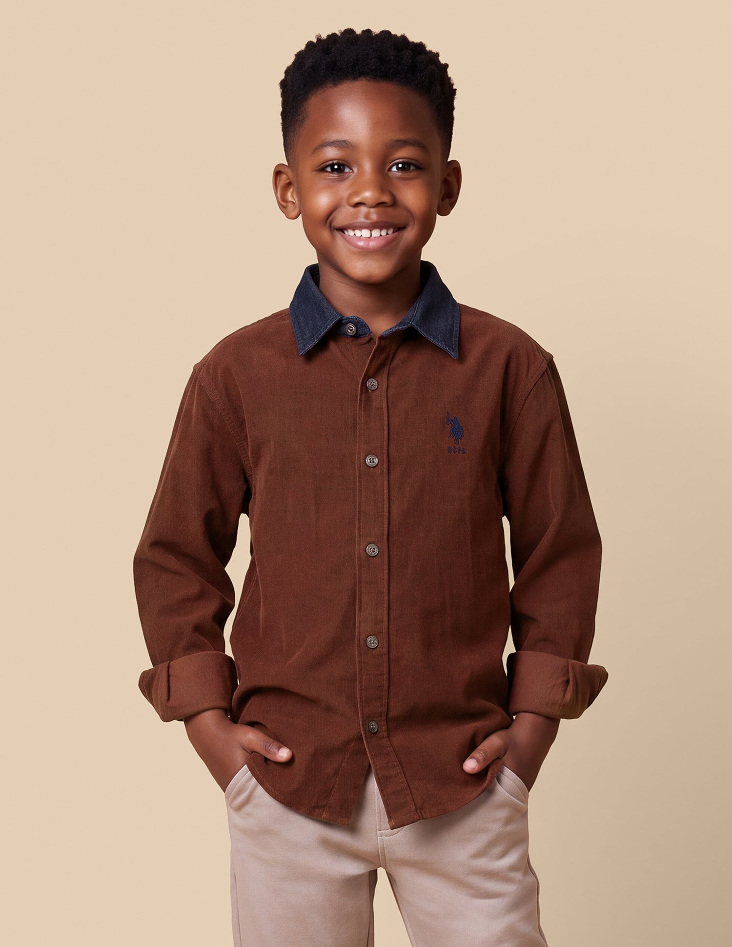 Corduroy Regular Fit Shirt Maroon - U.S. Polo Assn. India | Large