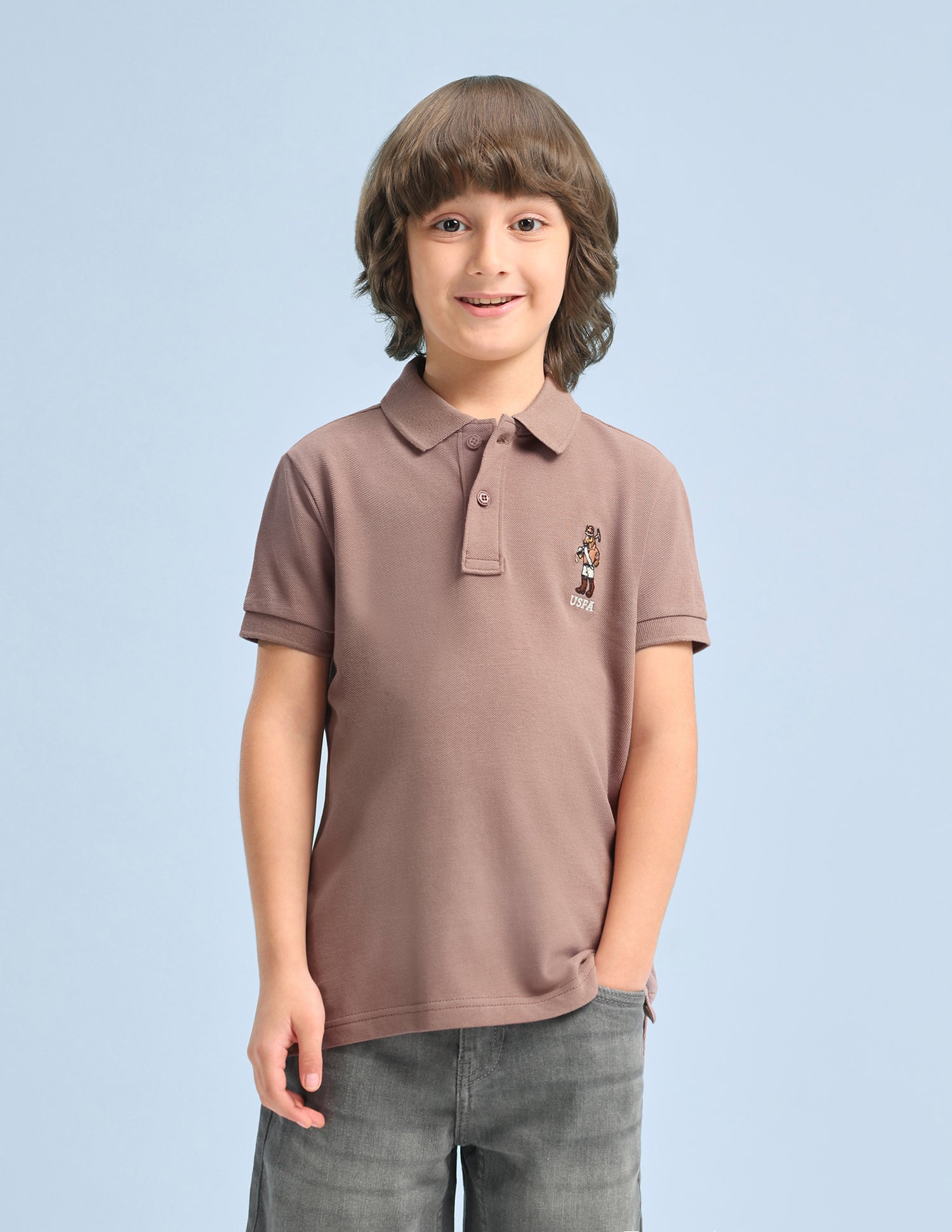 Solid Regular Fit Polo Shirt Light Brown - U.S. Polo Assn. India | Large