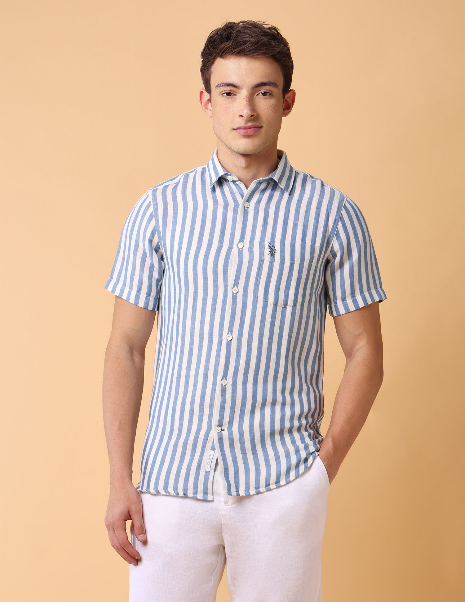 Vertical Striped Regular Fit Shirt Blue - U.S. Polo Assn. India | Large