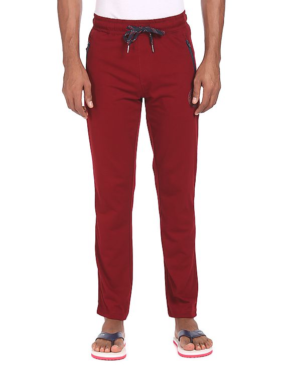 Men Maroon I671 Comfort Fit Solid Cotton Polyester Lounge Pants - Pack Of 1 Maroon - U.S. POLO ASSN. | Large