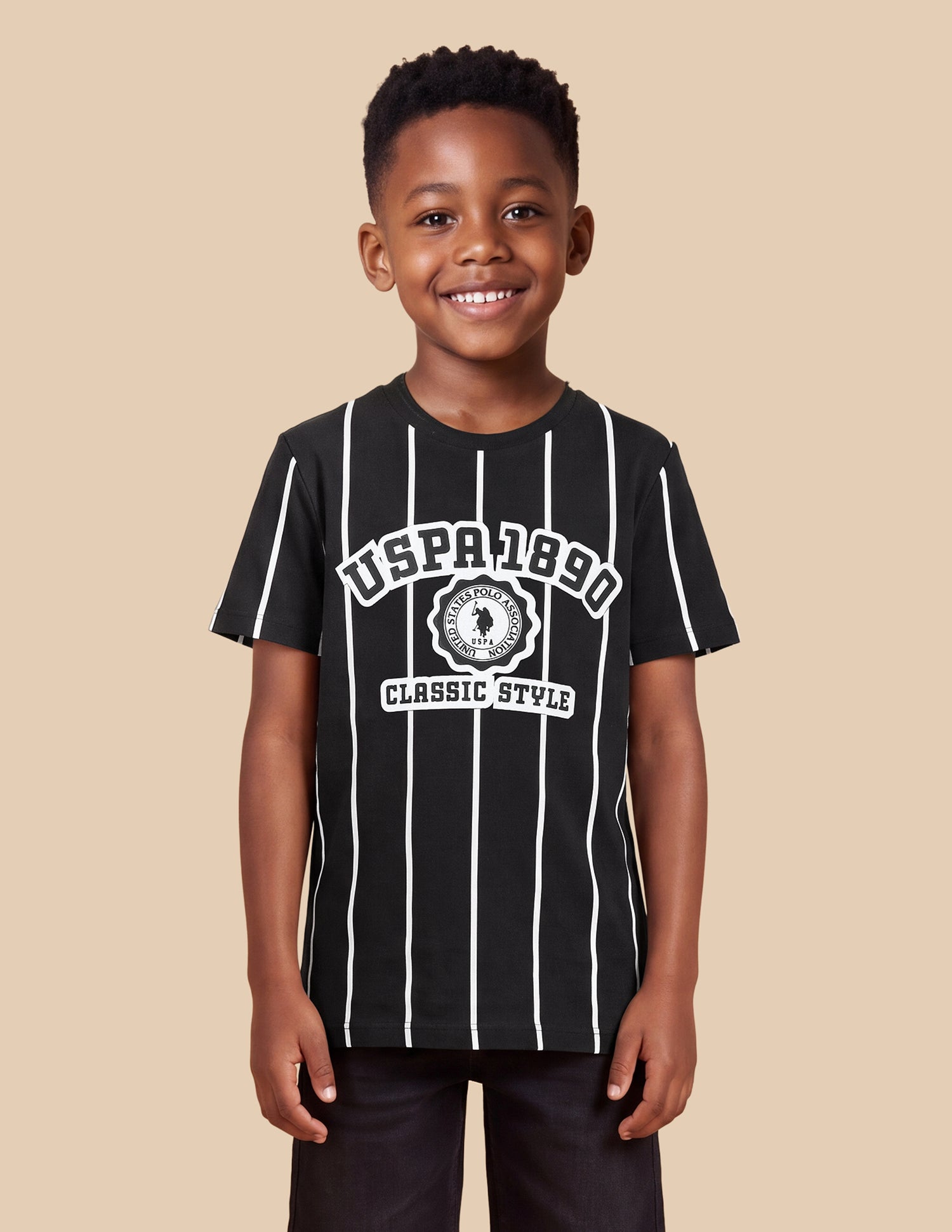 Vertical Striped Regular Fit T-Shirt Black - U.S. Polo Assn. India | Large