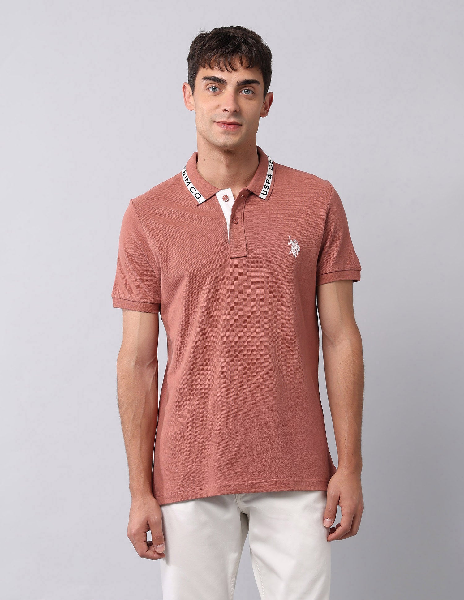Muscle Fit Pure Cotton Polo Shirt Peach - U.S. Polo Assn. India | Large