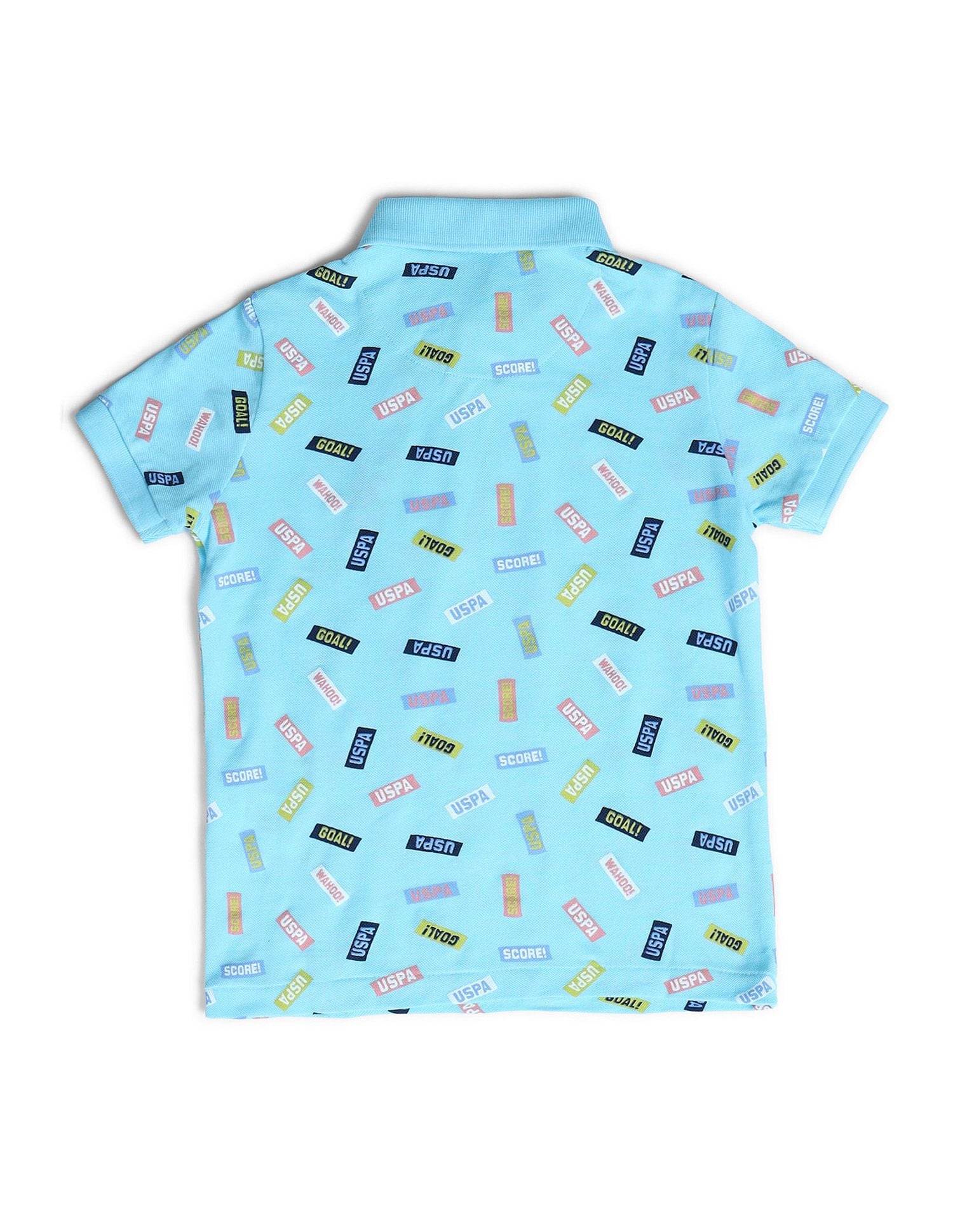 Boys Typography Polo Shirt Light Blue - U.S. POLO ASSN. | Large