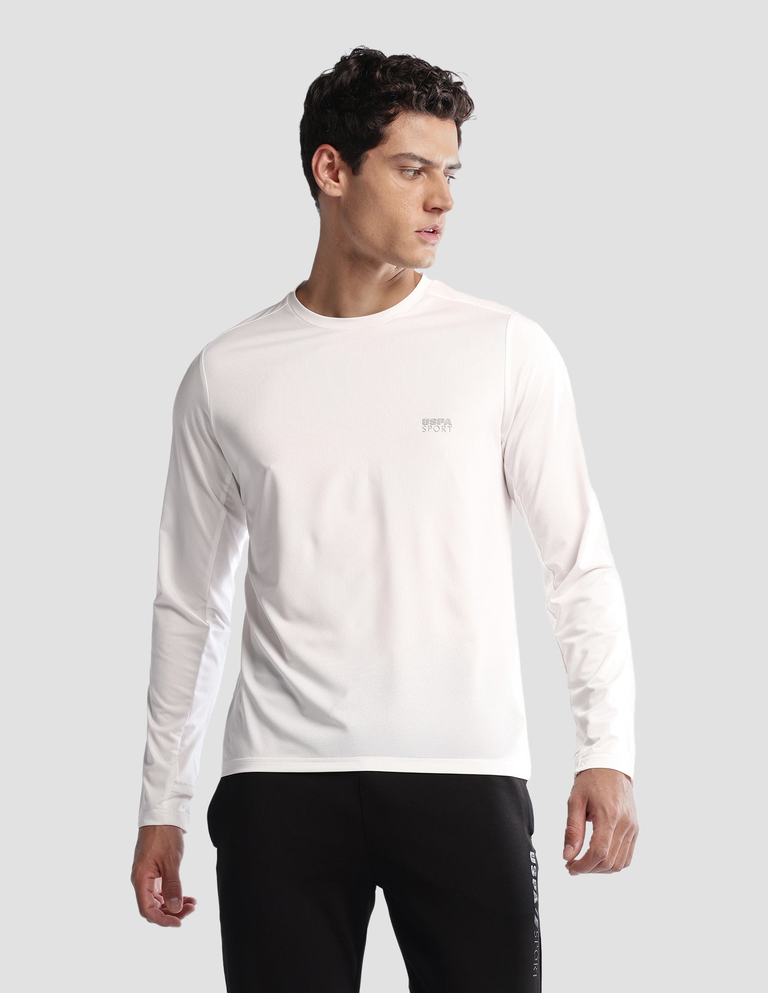 Solid Regular Fit Active T-Shirt Off White - U.S. Polo Assn. India | Large