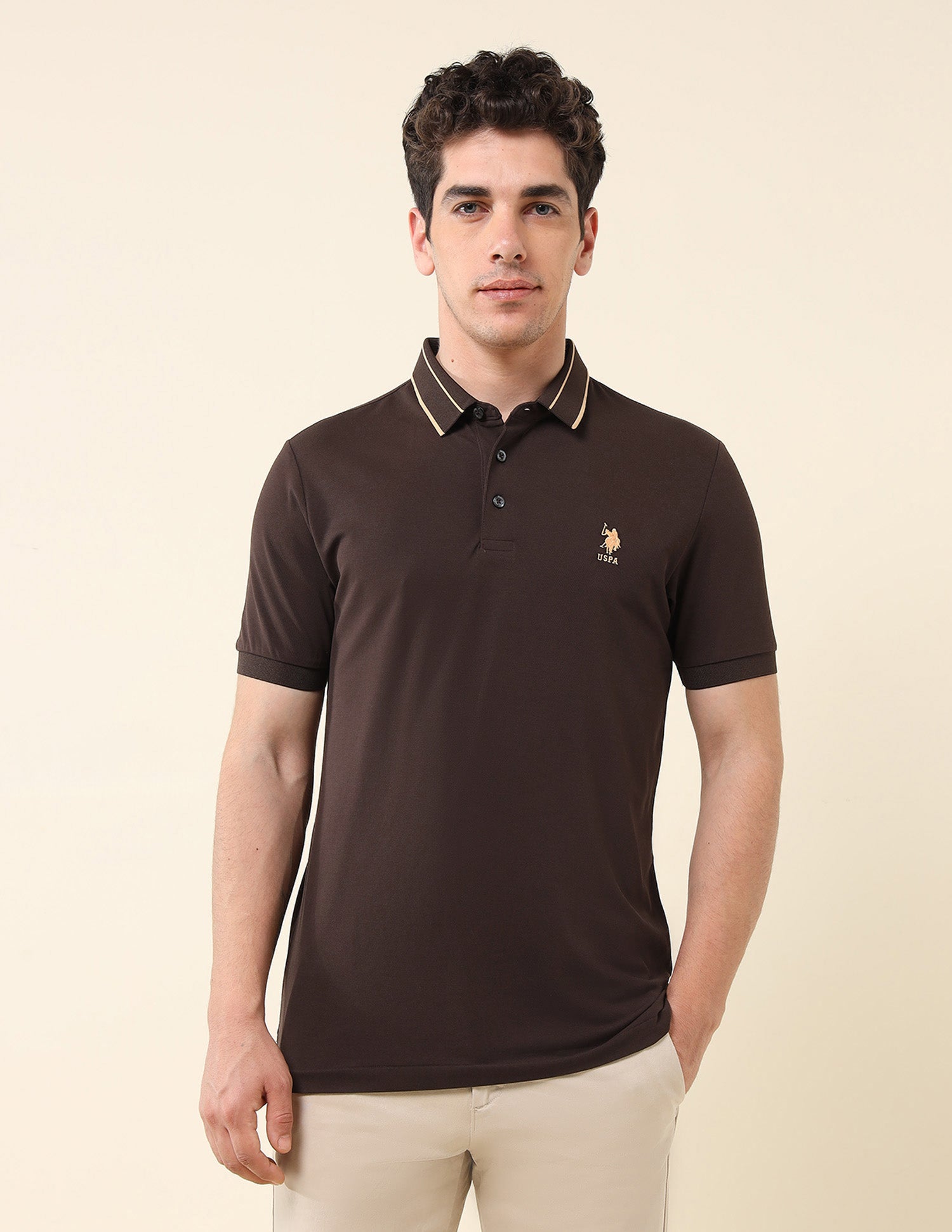 Solid Gentleman's Club Polo Shirt Brown - U.S. POLO ASSN. | Large
