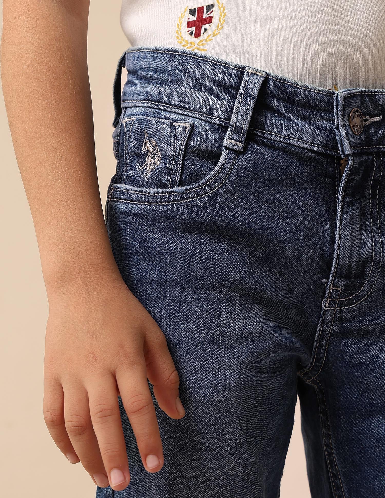 Boys Whiskered Slim Fit Jeans Dark Blue - U.S. POLO ASSN. | Large