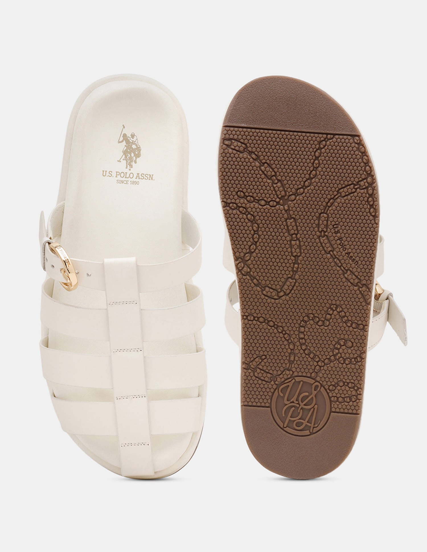 Women Minseo Multi Strap Sandals Off White - U.S. Polo Assn. India | Large