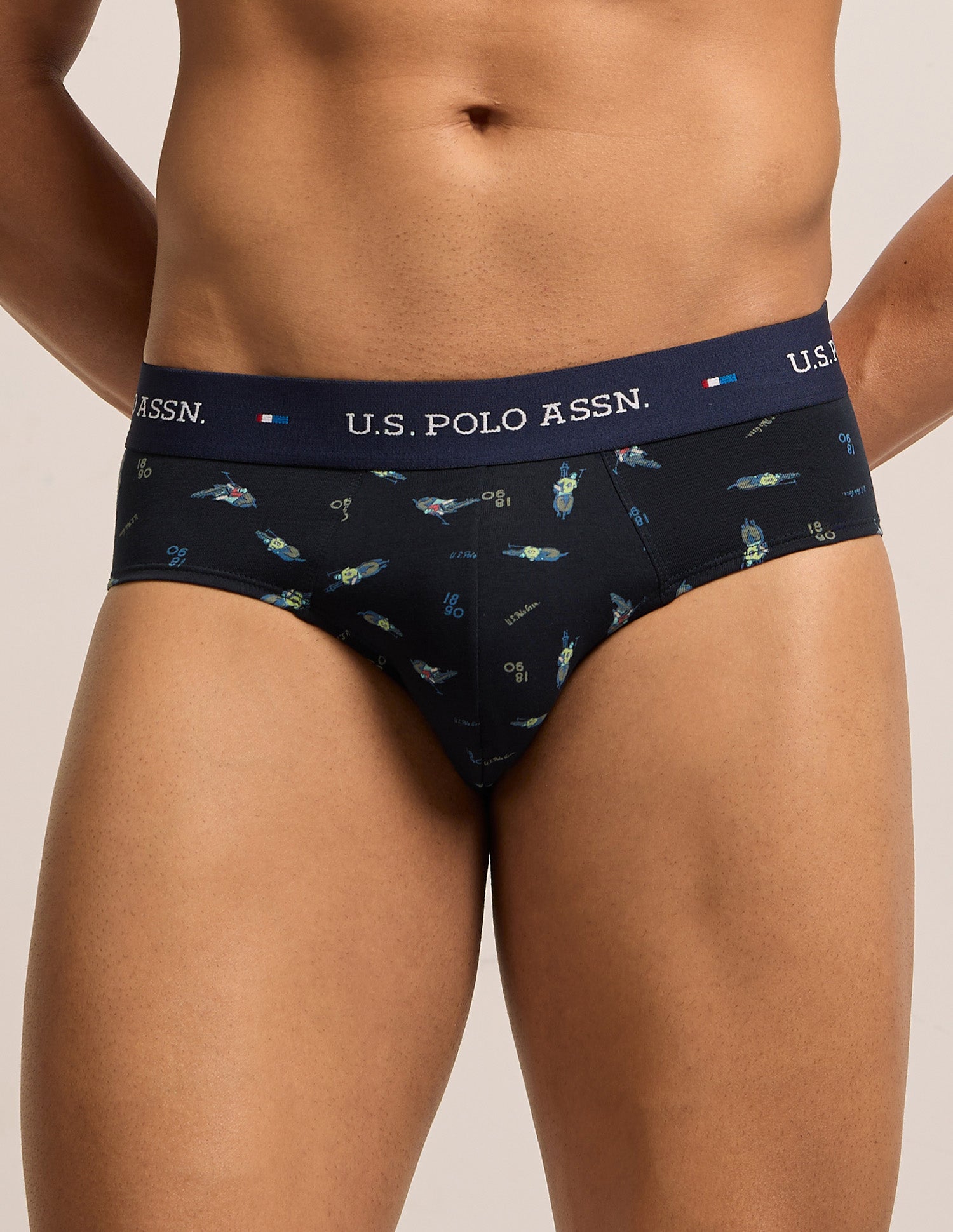 Breathable Cotton Stretch OEB25 Briefs - Pack of 3 Navy - U.S. Polo Assn. India | Large