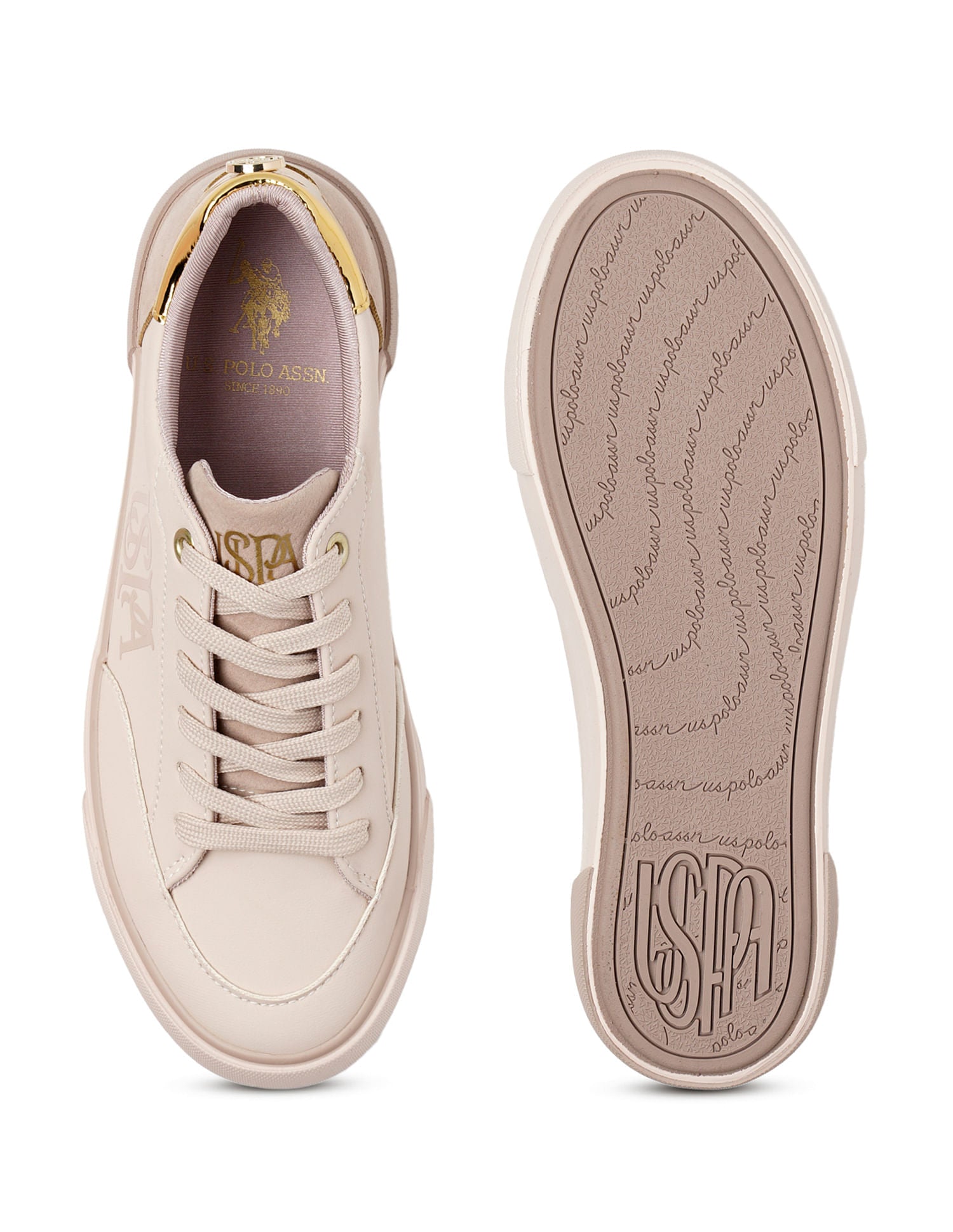 U.S. Polo Assn. Women Lydia 3.0 Round Toe Lace-Ups Sneakers Nude - U.S. POLO ASSN. | Large