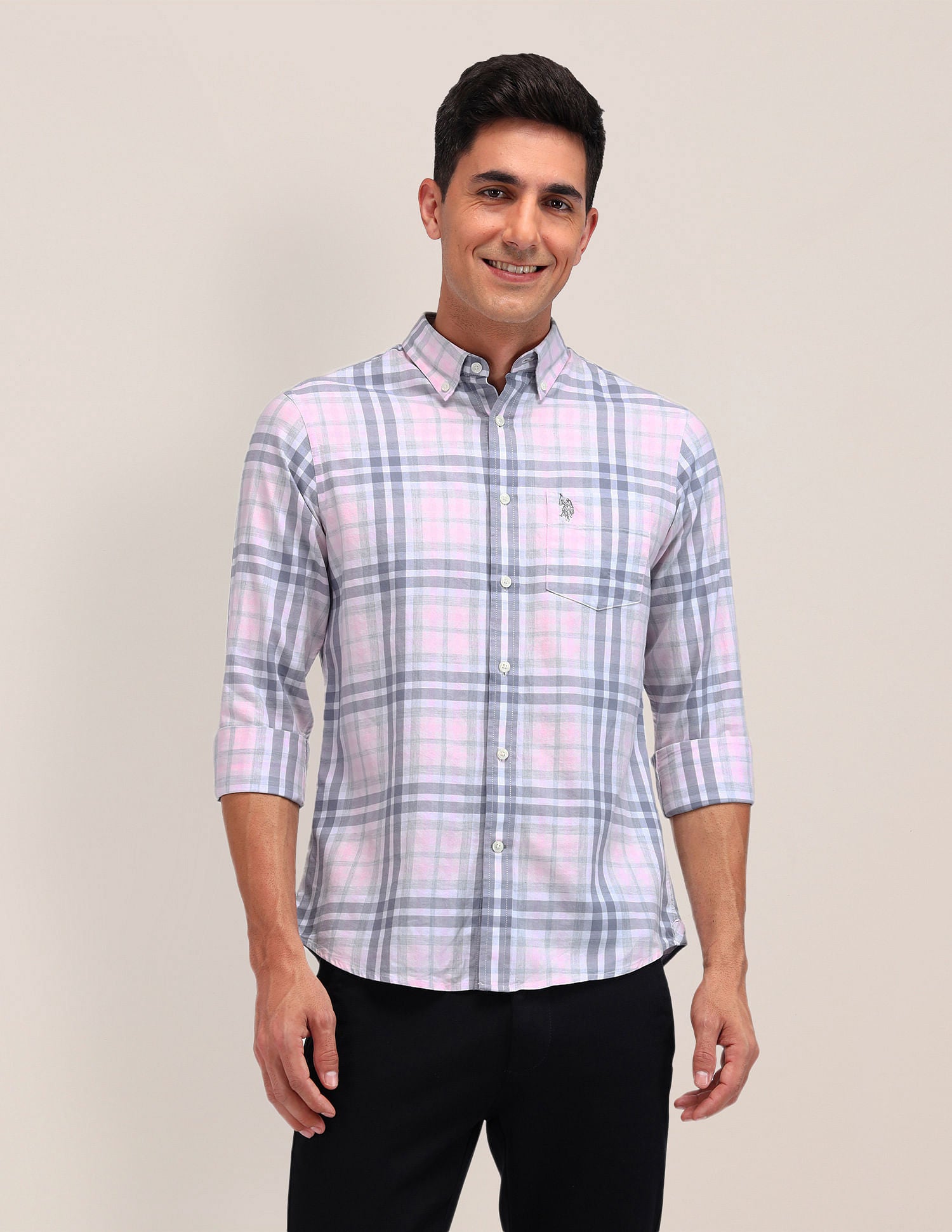 Tailored Fit Button Down Shirt Pink - U.S. Polo Assn. India | Large