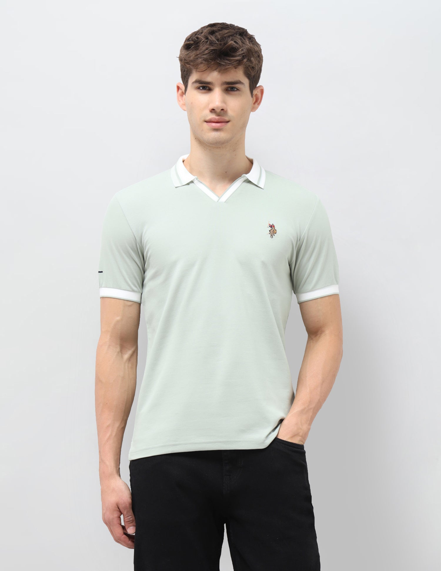 Solid Slim Fit Polo Shirt Green - U.S. Polo Assn. India | Large