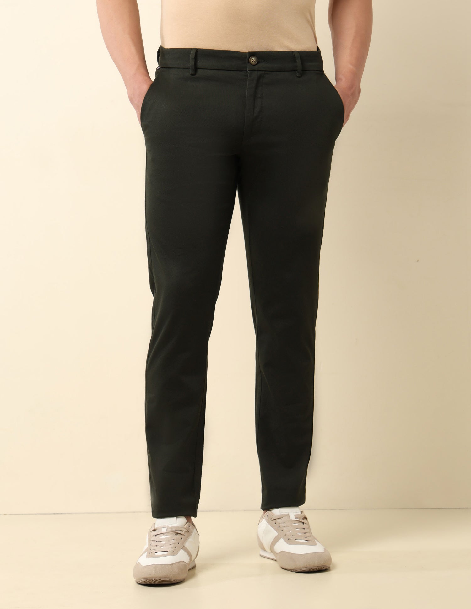 Textured Twill Trousers Olive - U.S. Polo Assn. India | Large
