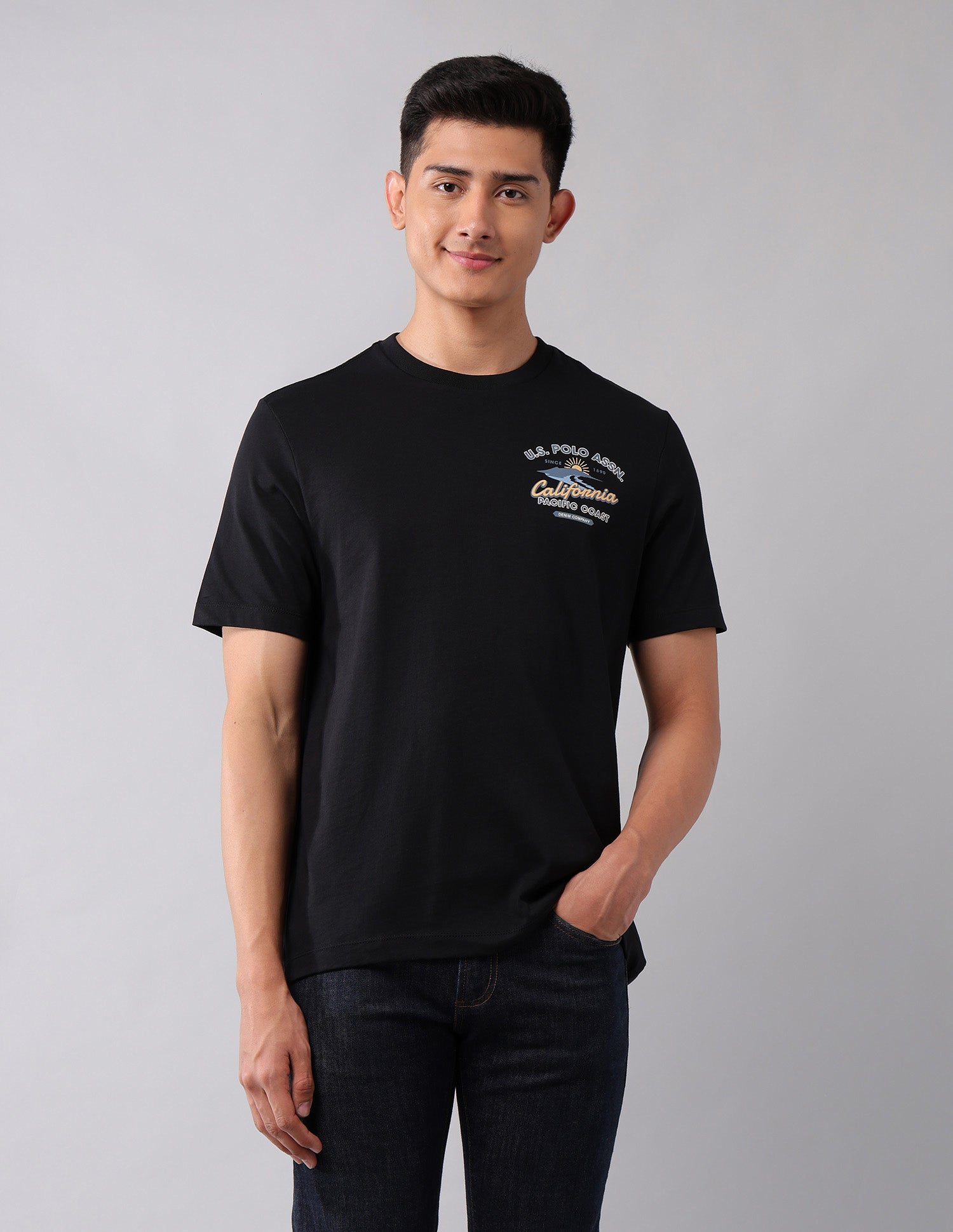 Brand Printed Muscle Fit T-Shirt Black - U.S. POLO ASSN. | Large