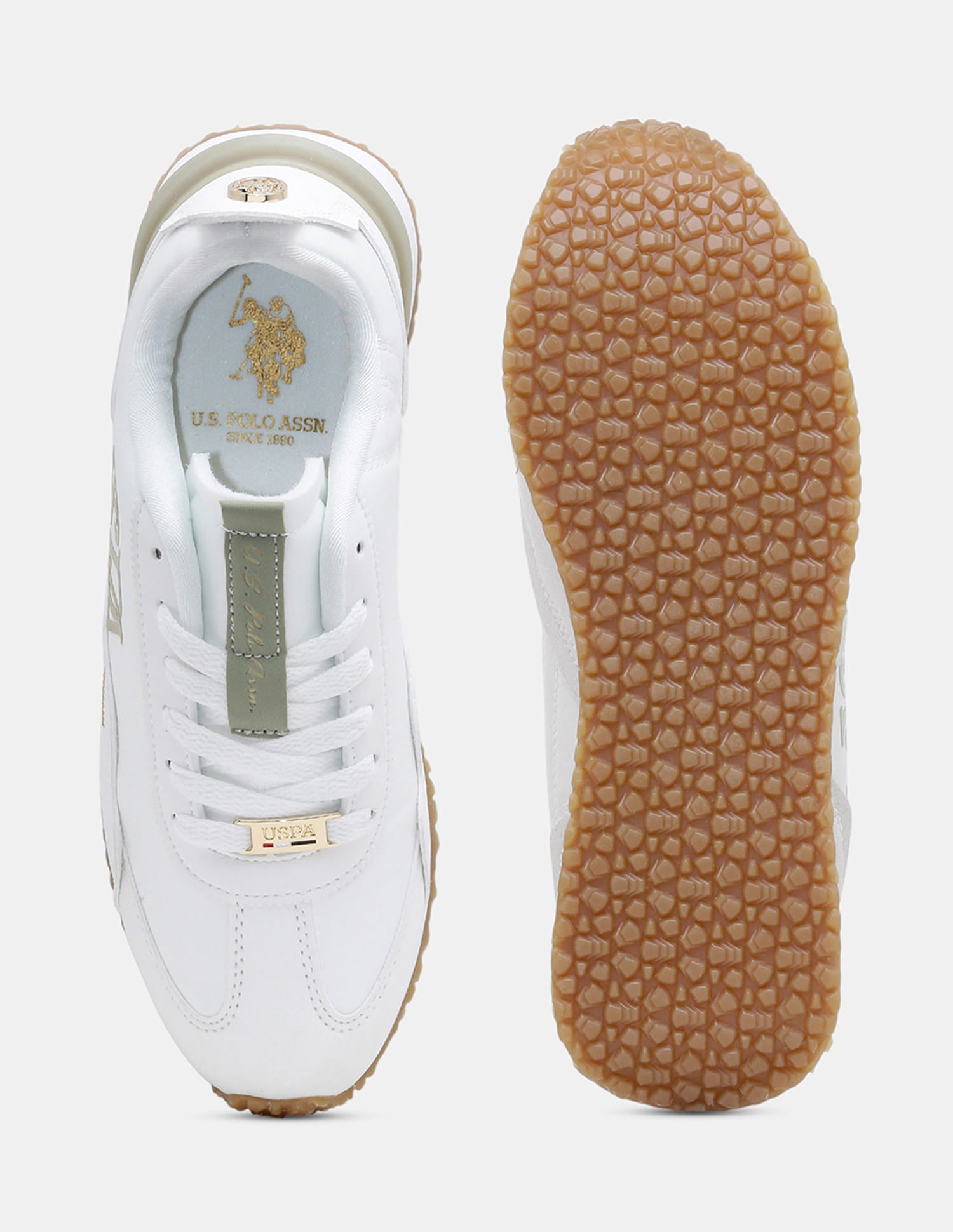 Women Esme Round Toe Lace Ups Sneakers Off White - U.S. Polo Assn. India | Large