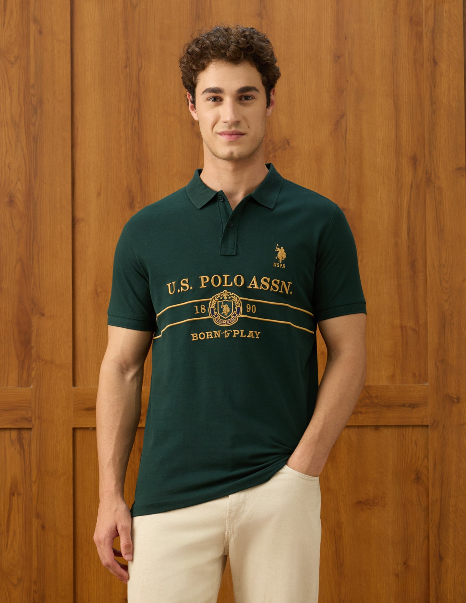 Elvenado Slim Fit Polo Shirt Green - U.S. Polo Assn. India | Large