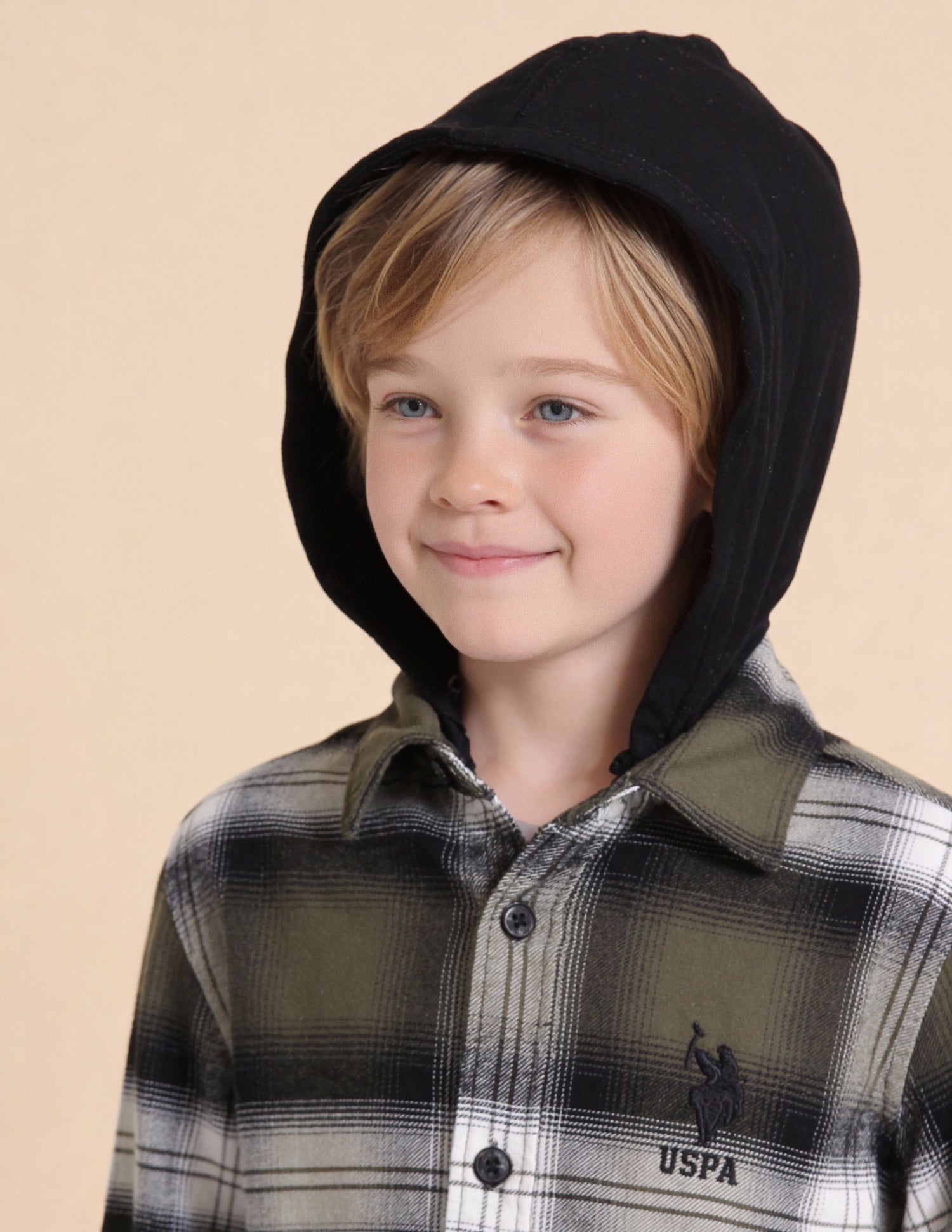 Boys Tartan Checked Regular Fit Shirt Olive - U.S. Polo Assn. India | Large