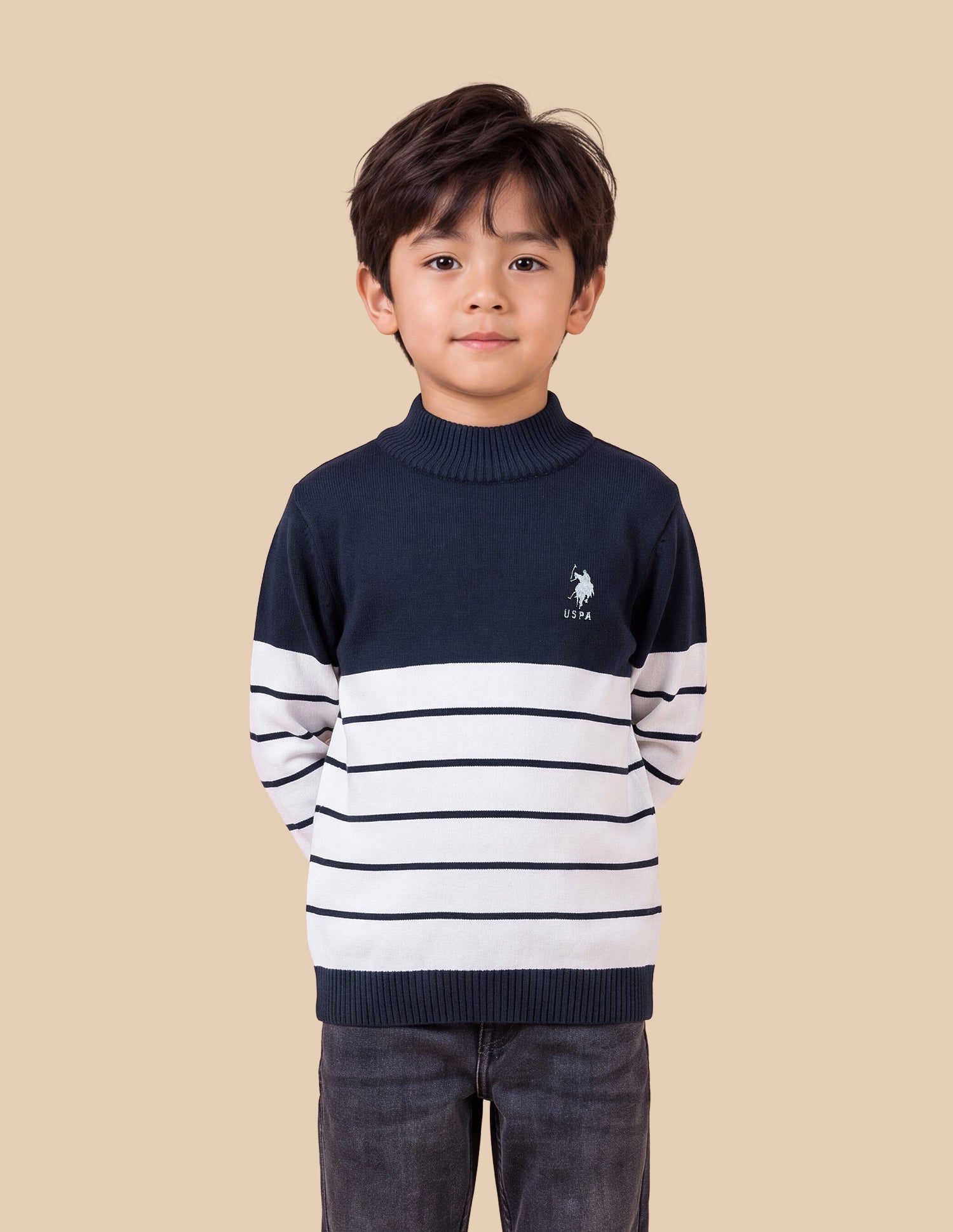 Horizontal Striped Regular Fit Sweater Navy - U.S. Polo Assn. India | Large