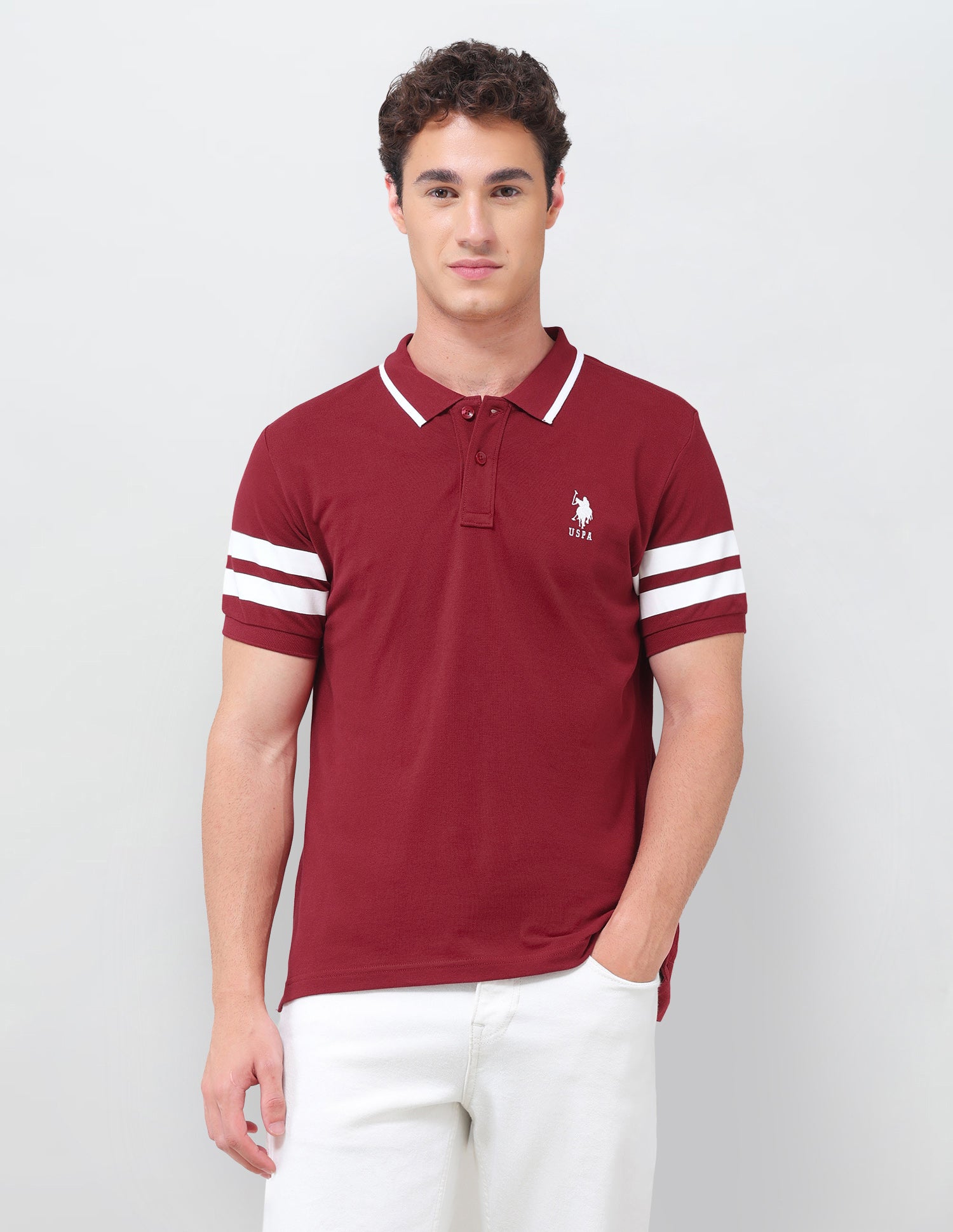 Solid Slim Fit Polo Shirt Red - U.S. Polo Assn. India | Large