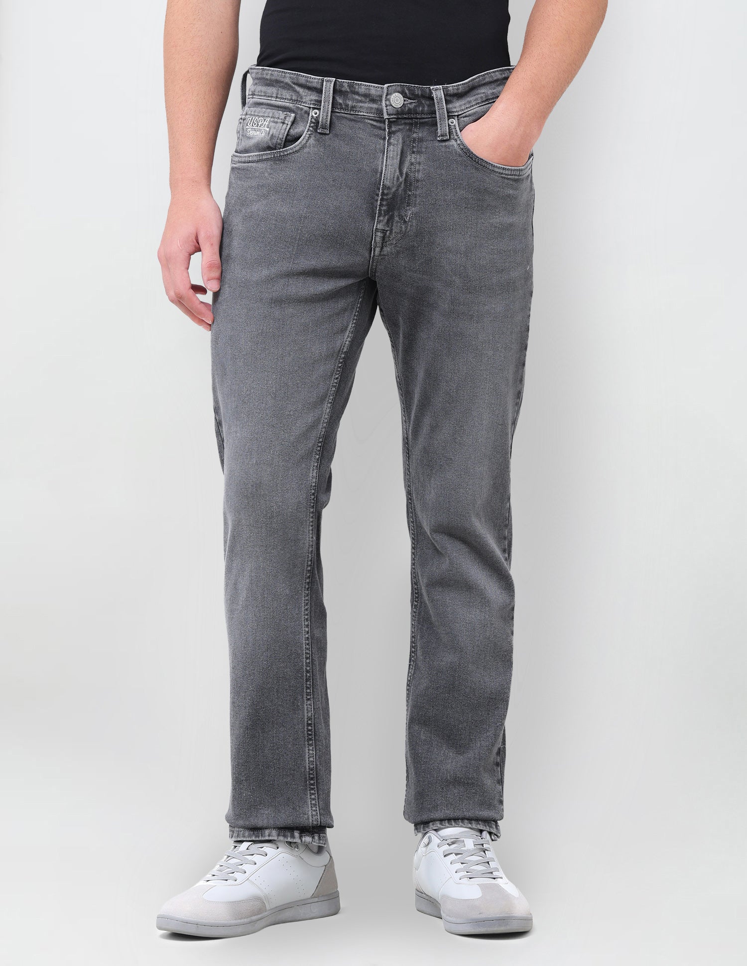 Harold Slim Straight Fit Grey Jeans Grey - U.S. Polo Assn. India | Large