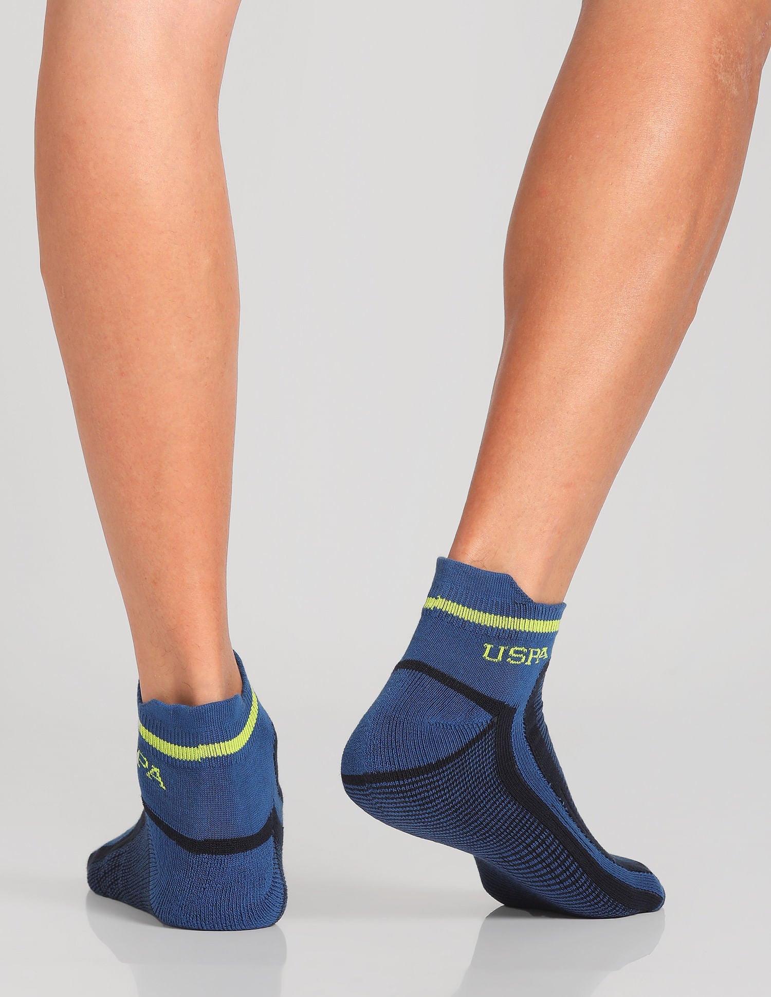 Ankle Length Striped ES006 Socks - Pack Of 3 Blue, Navy and Black - U.S. POLO ASSN. | Large