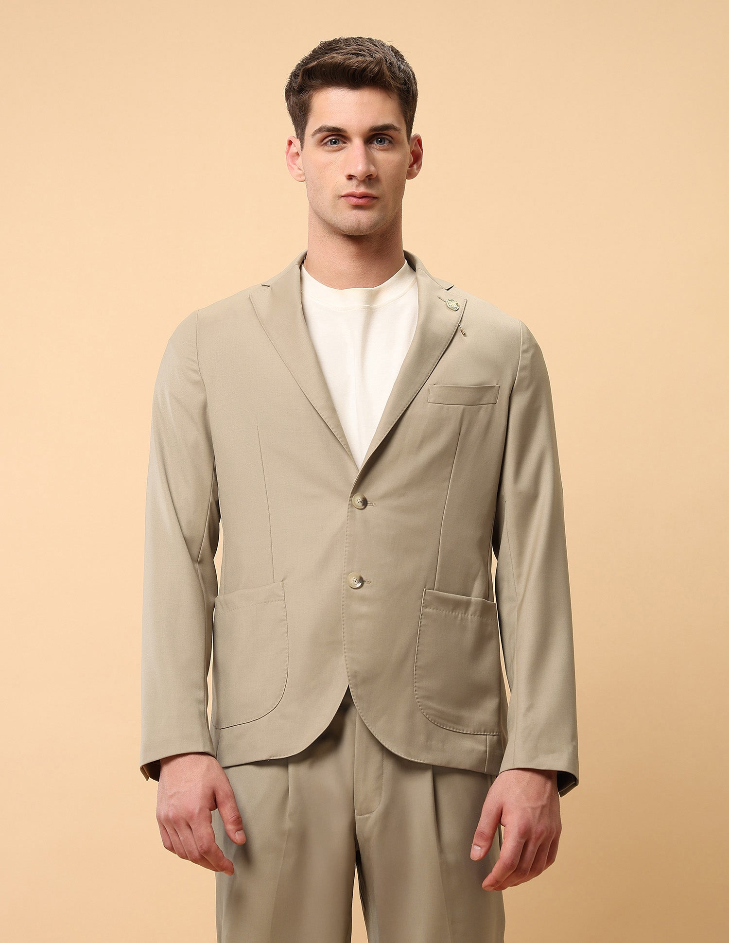 Pacho X Satin Slim Fit Blazer Beige - U.S. POLO ASSN. | Large