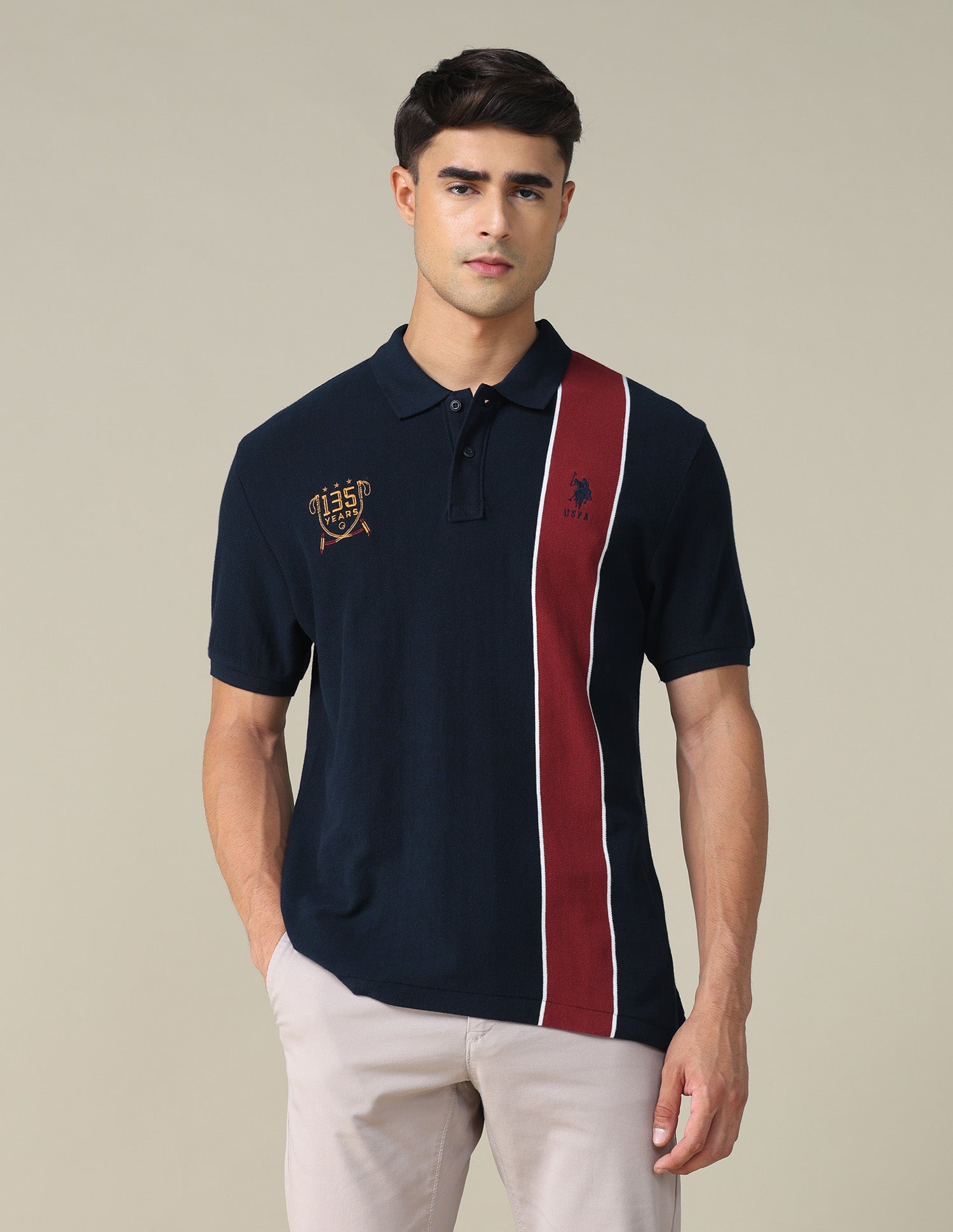 Colourblocked Regular Fit Polo Shirt Navy - U.S. POLO ASSN. | Large