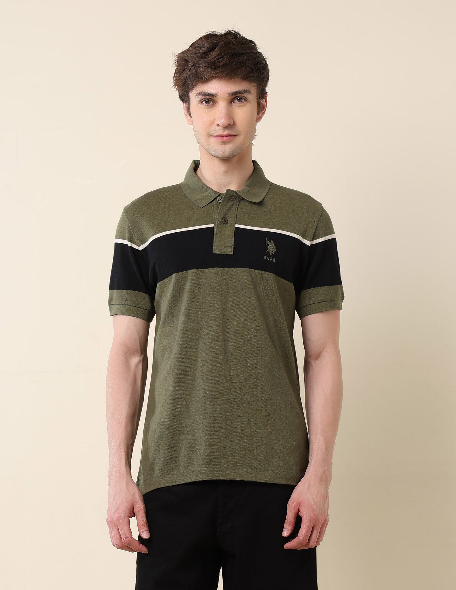 Colourblocked Classic Polo Shirt Olive - U.S. POLO ASSN. | Large
