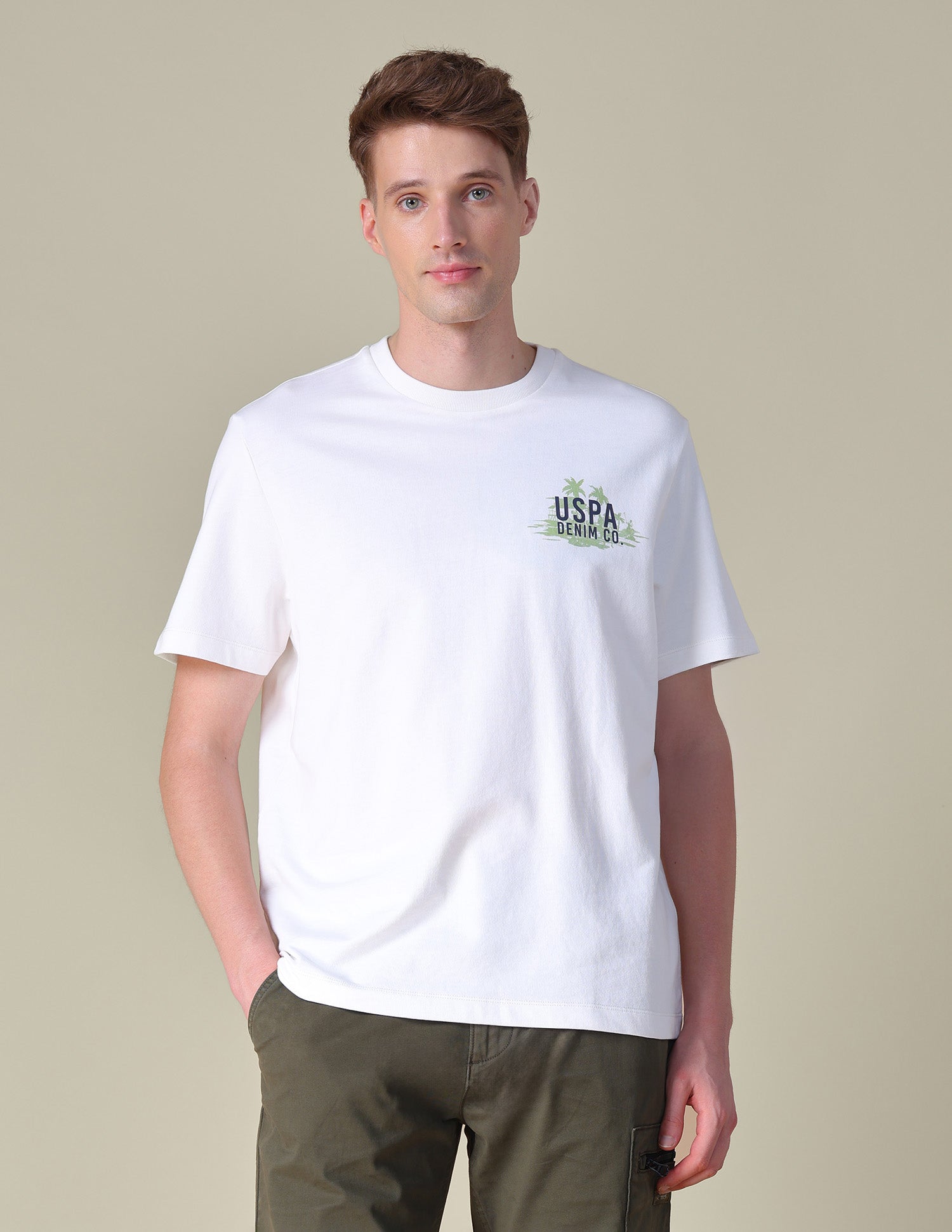 Graphic Brand Printed Relaxed Fit T-Shirt Ivory - U.S. POLO ASSN. | Large