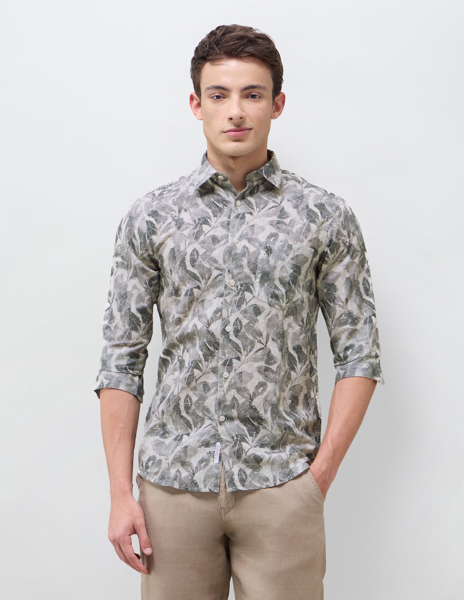 Tropical Printed Regular Fit Shirt Dark Grey - U.S. Polo Assn. India | Large