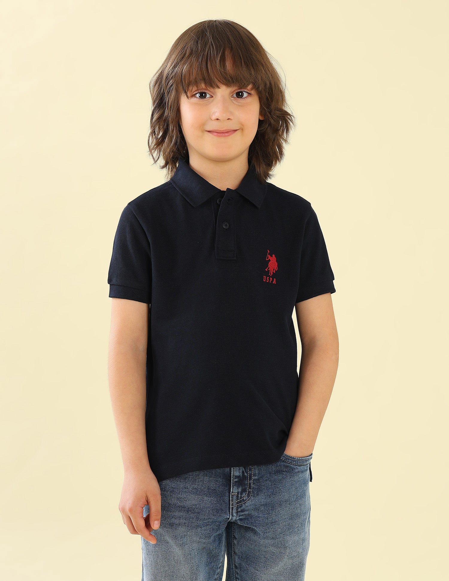 Solid Regular Fit Polo Shirt Navy - U.S. Polo Assn. India | Large