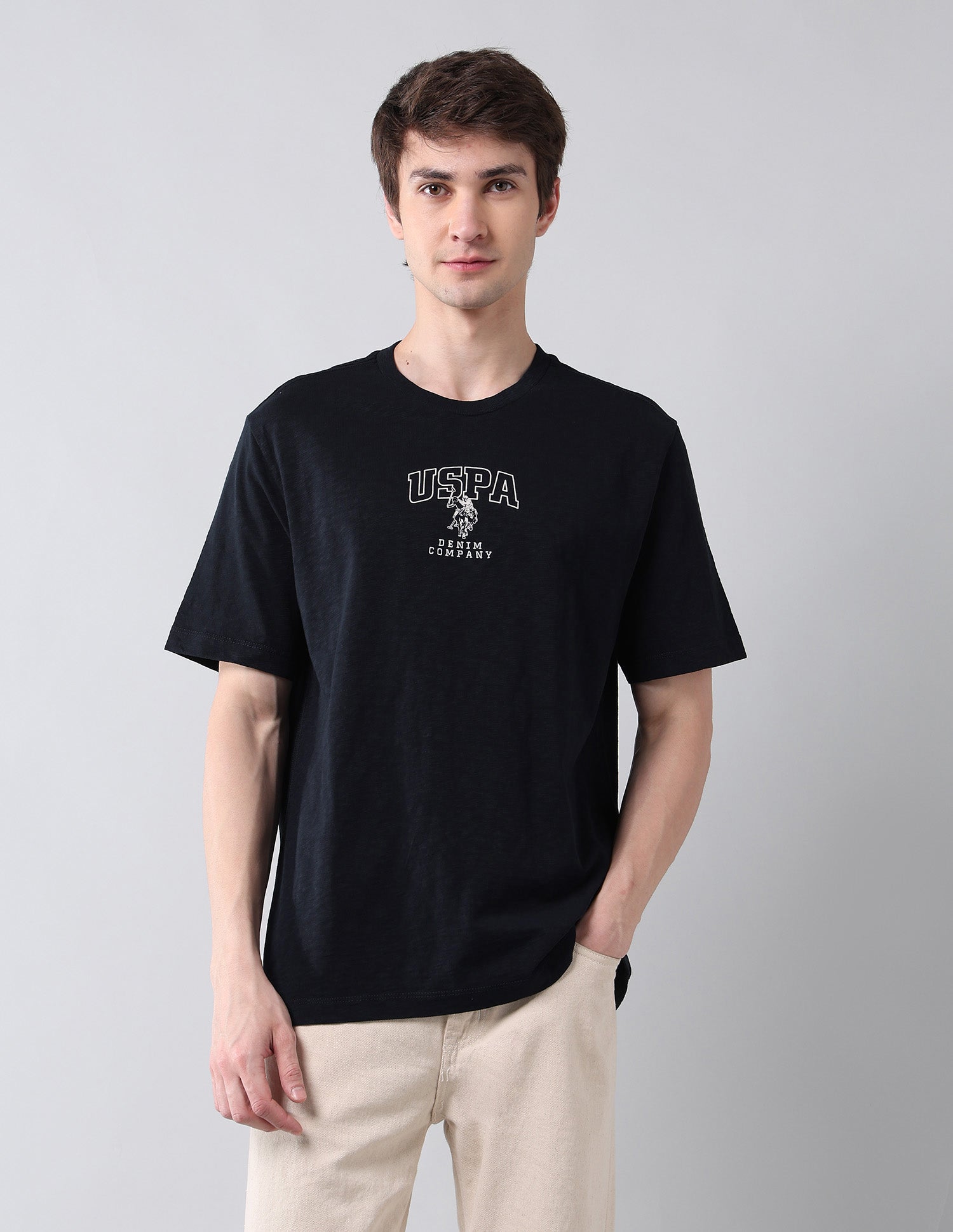 Brand Printed Pure Cotton Americana T-Shirt Navy - U.S. Polo Assn. India | Large