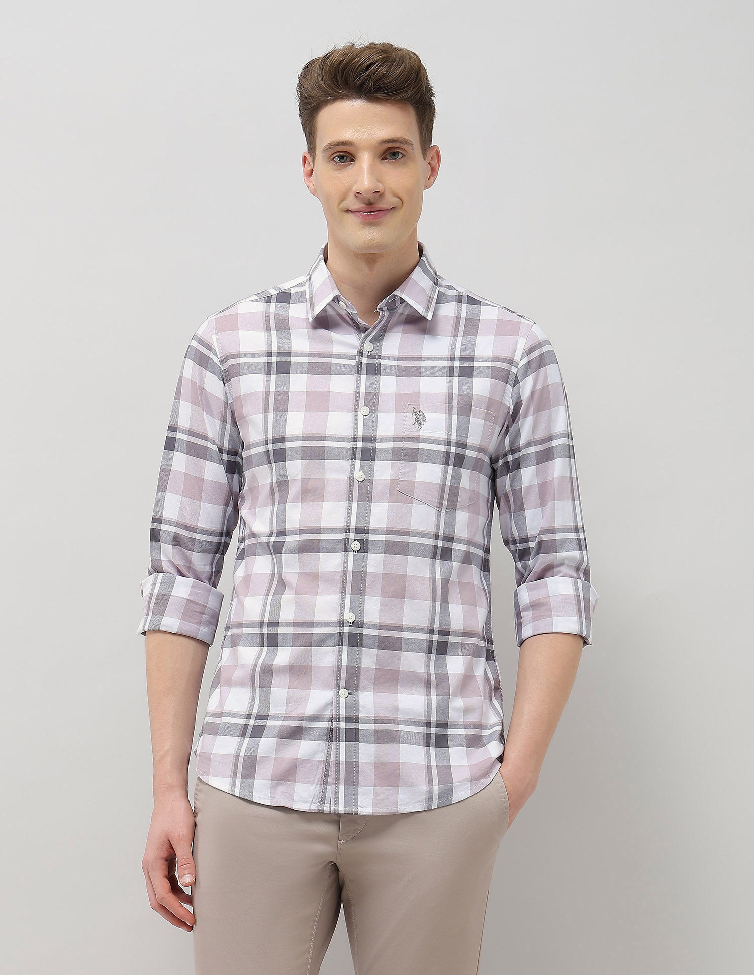 Casa De Campo Regular Fit Shirt Pink - U.S. Polo Assn. India | Large