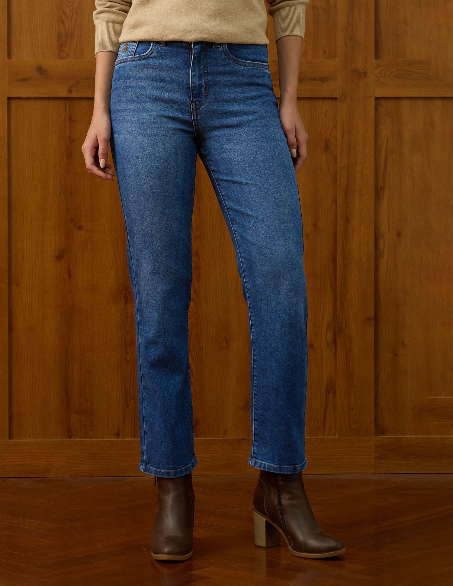 High Rise Straight Fit Jeans Blue - U.S. POLO ASSN. | Large