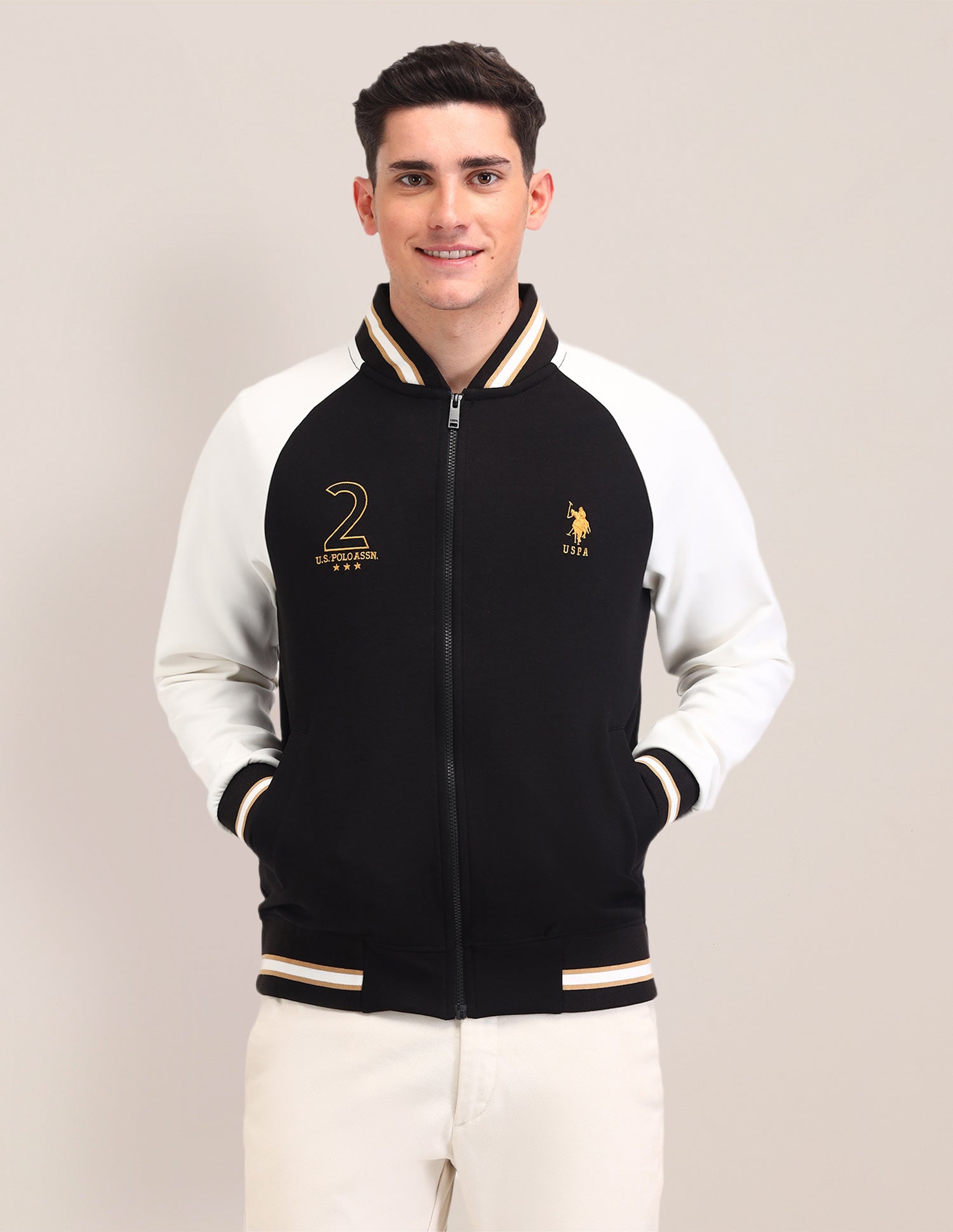 Colour Blocked Regular Fit Sweatshirt Black - U.S. POLO ASSN. | Large