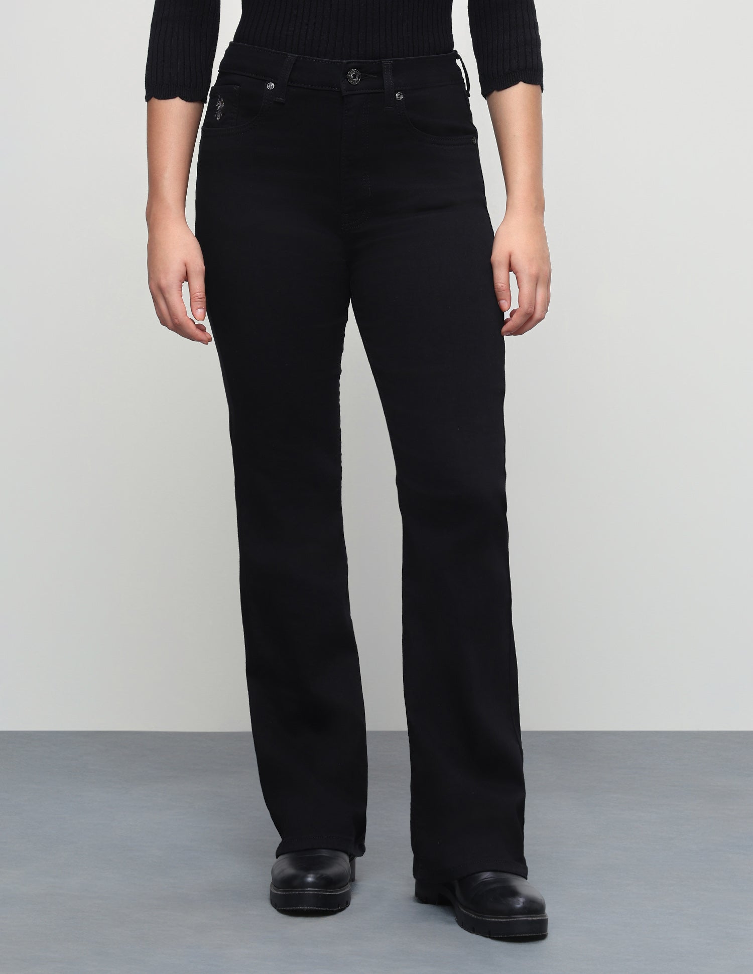 High Rise Bootcut Fit Jeans Jet Black - U.S. Polo Assn. India | Large