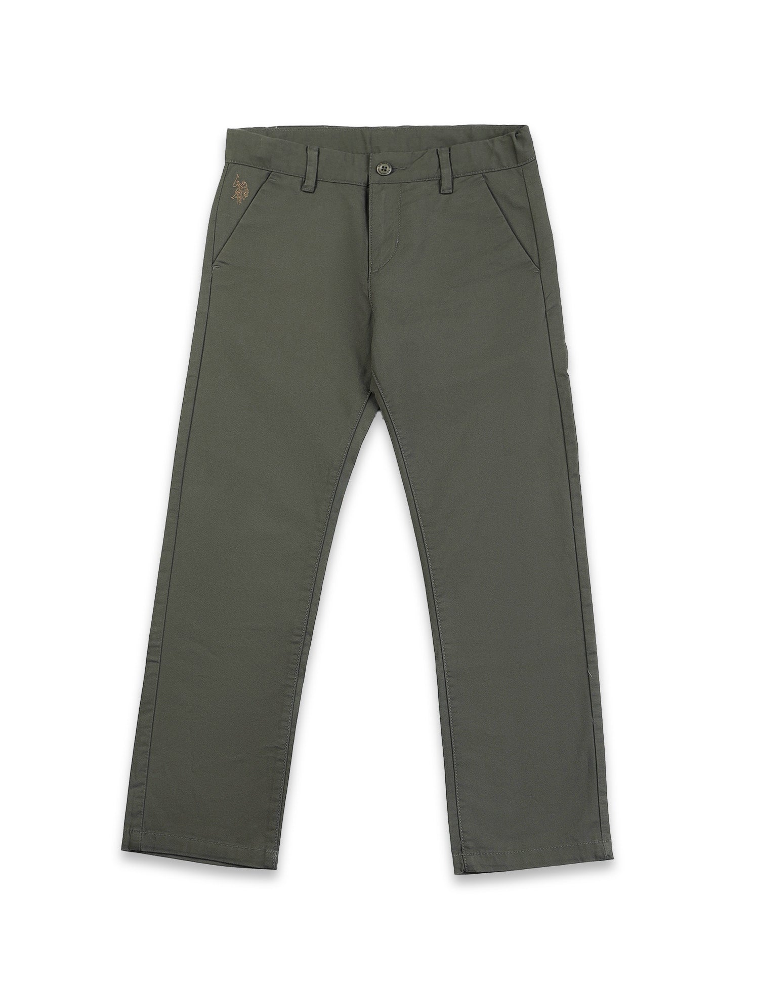 Mid Rise Twill Solid Trousers Olive - U.S. POLO ASSN. | Large