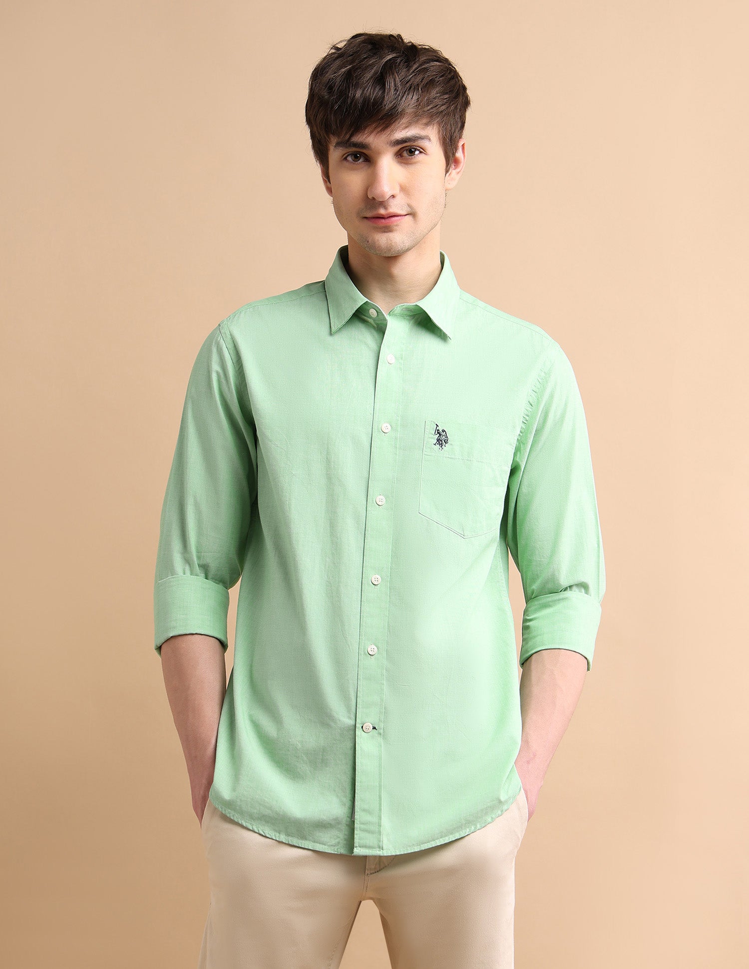 Two Tone Shirt Light Green - U.S. POLO ASSN. | Large