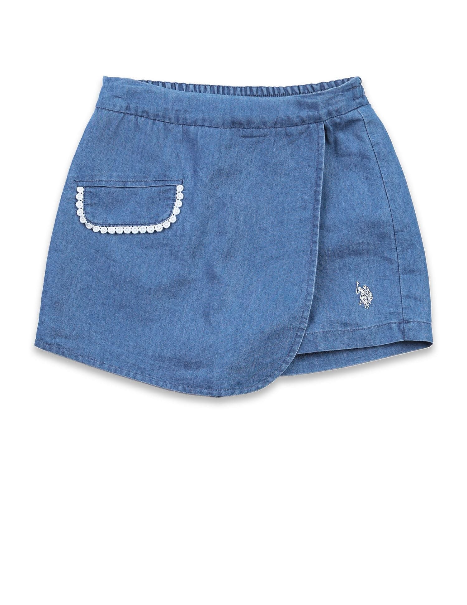 Girls Chambray Solid Skorts Indigo - U.S. POLO ASSN. | Large