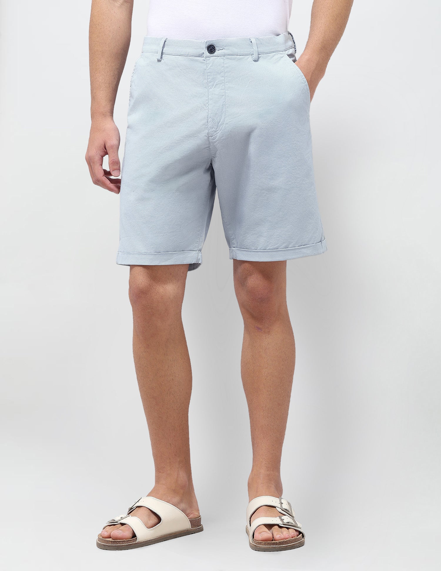 All Over Printed Slim Fit Shorts Light Blue - U.S. Polo Assn. India | Large