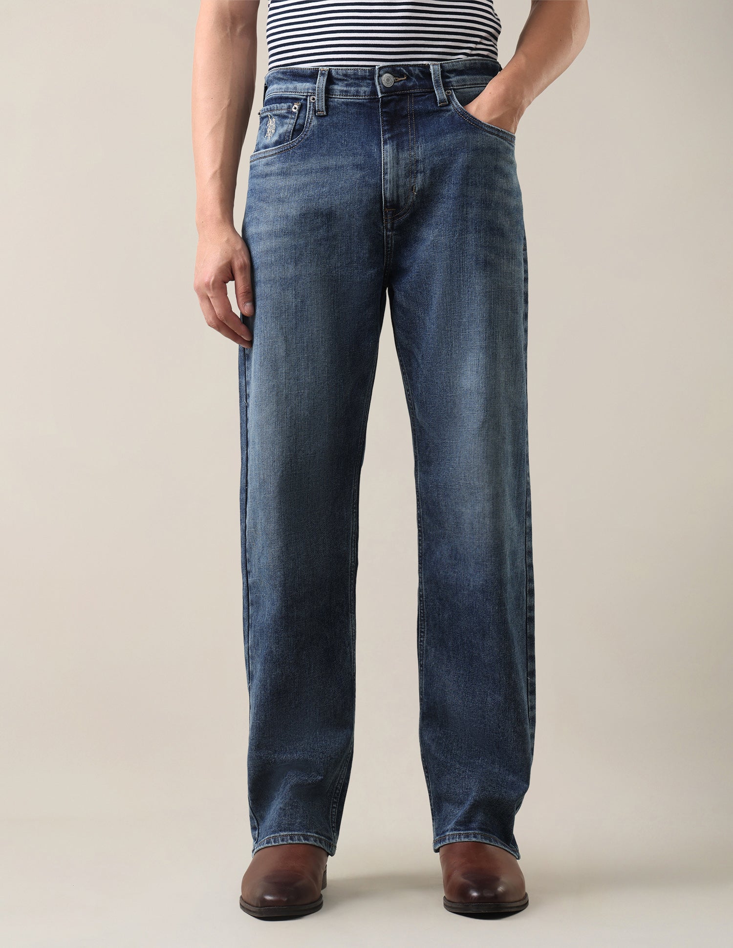 Logan Loose Straight Fit Blue Jeans Indigo - U.S. Polo Assn. India | Large