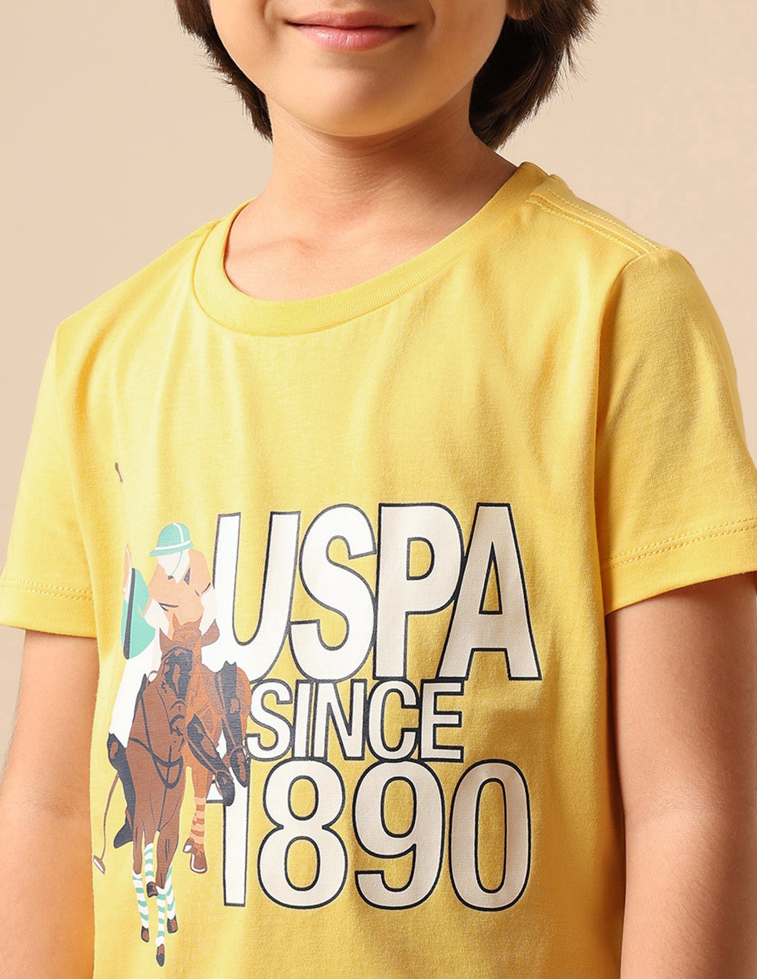 Boys Graphic Brand Printed Regular Fit T Shirt Yellow - U.S. POLO ASSN. | Large