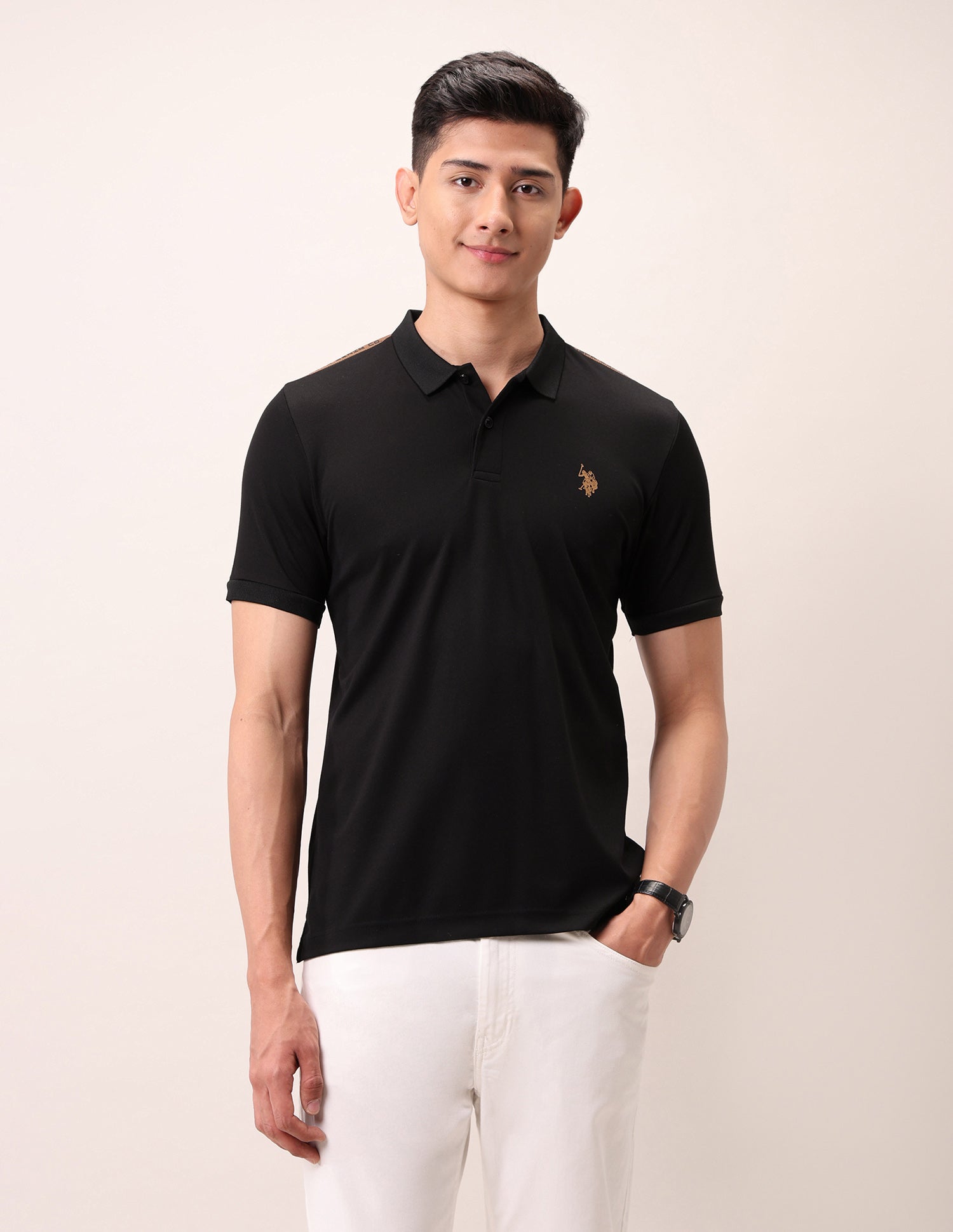 Muscle Fit Outdoor Polo Shirt Black - U.S. Polo Assn. India | Large
