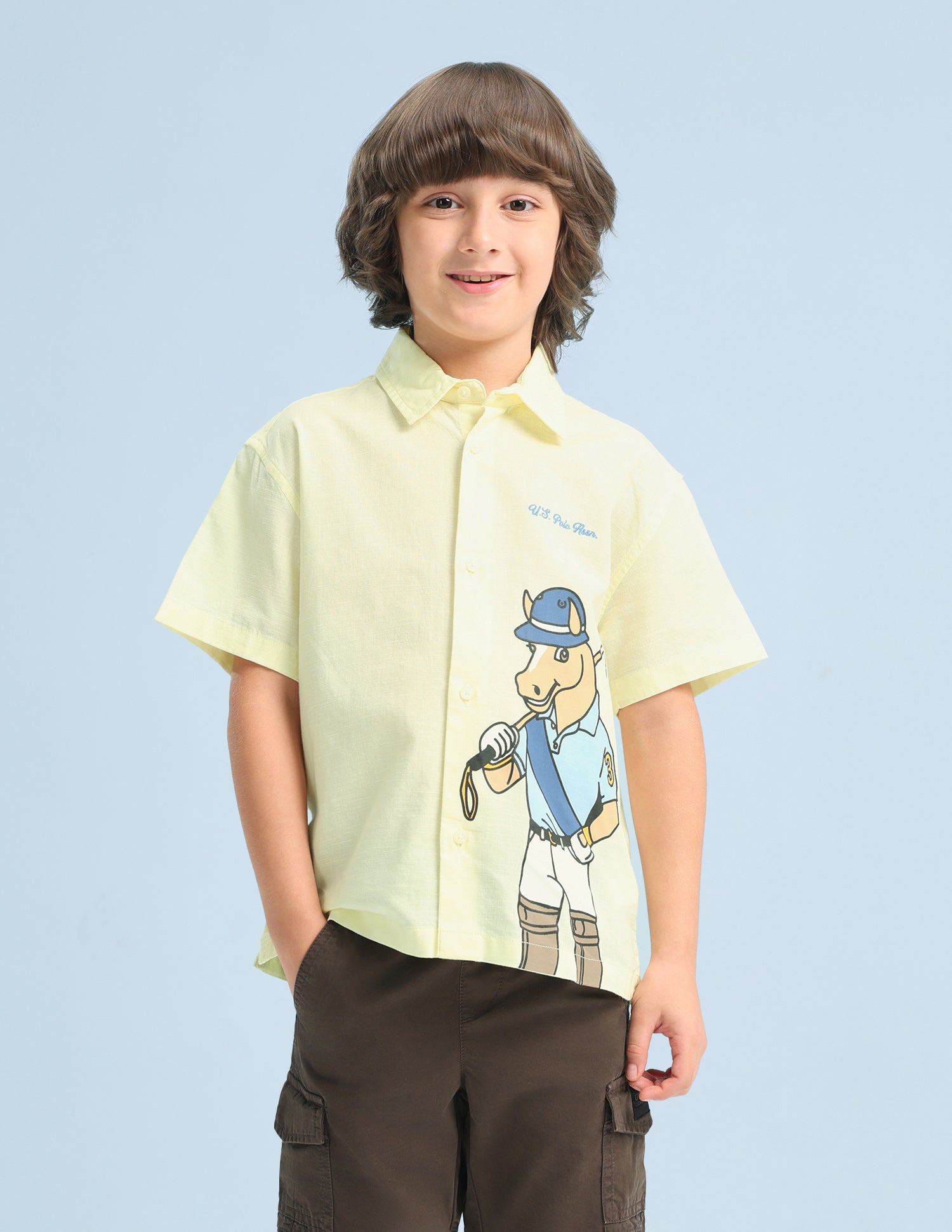 Graphic Printed Regular Fit Shirt Yellow - U.S. Polo Assn. India | Large
