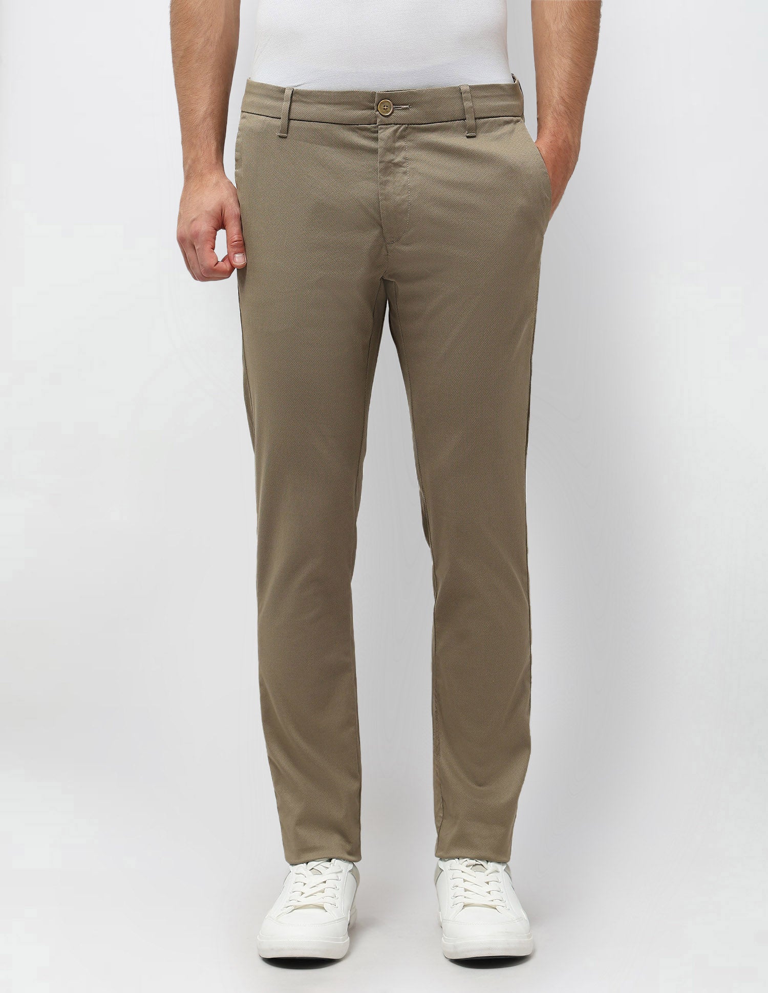 Slim Fit Satin Trousers Khaki - U.S. Polo Assn. India | Large