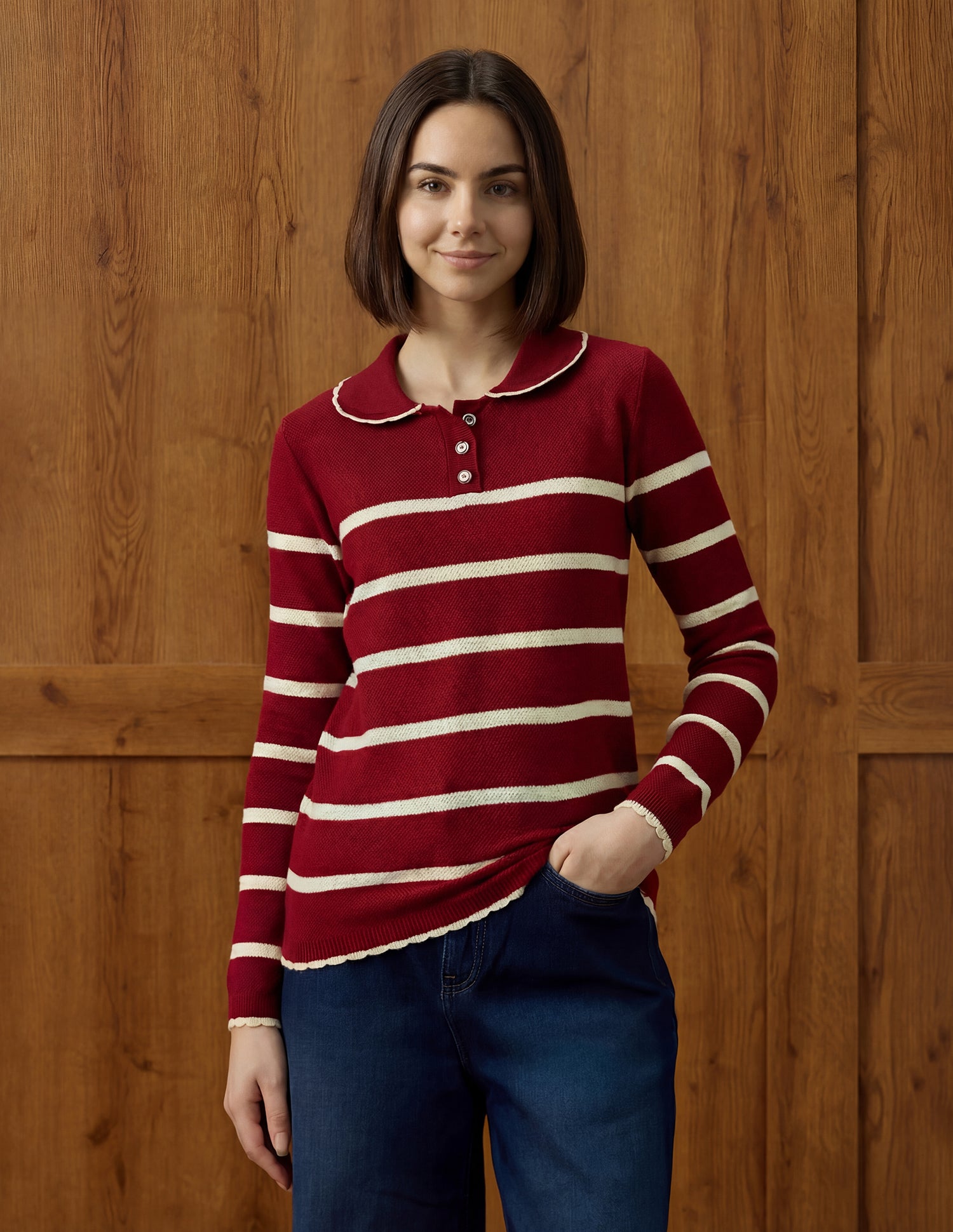 Horizontal Striped Ribbed Knit Sweater Red - U.S. POLO ASSN. | Large