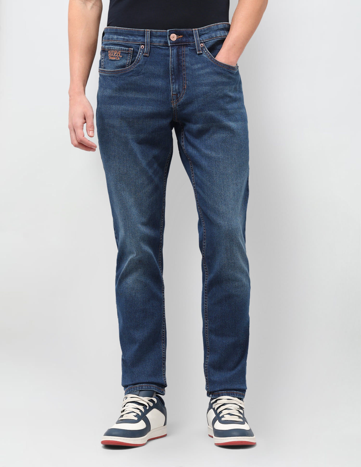 Solid Slim Fit Jeans Blue - U.S. Polo Assn. India | Large